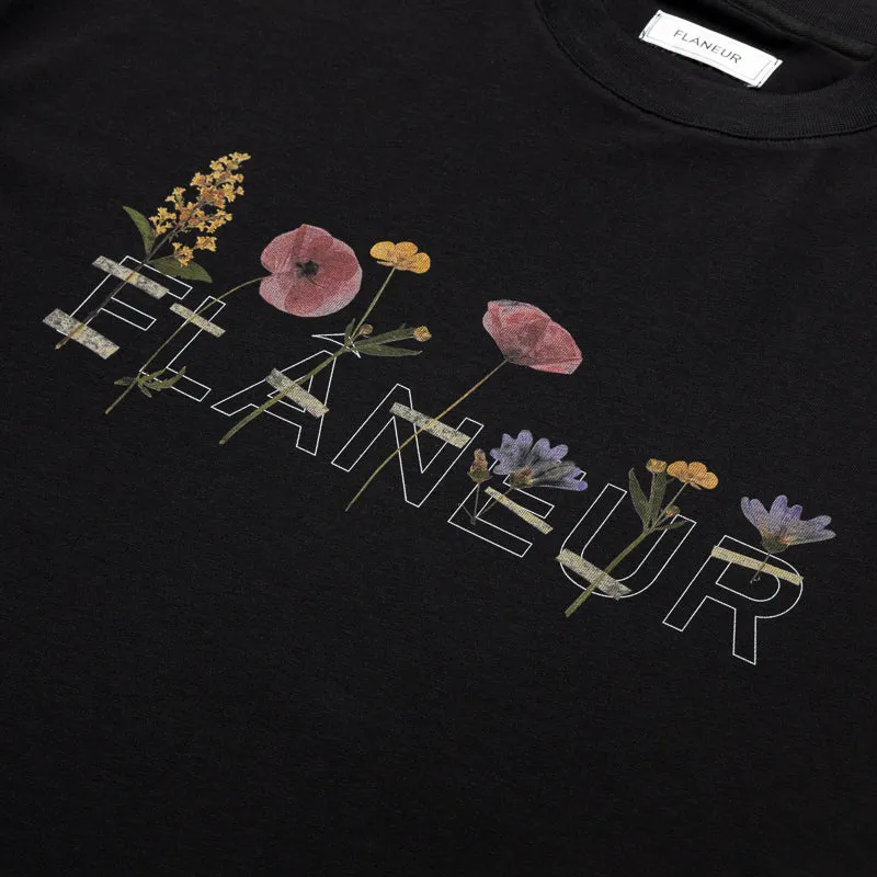 Flaneur Botanical Tee - Black Minimalist tee shirt
