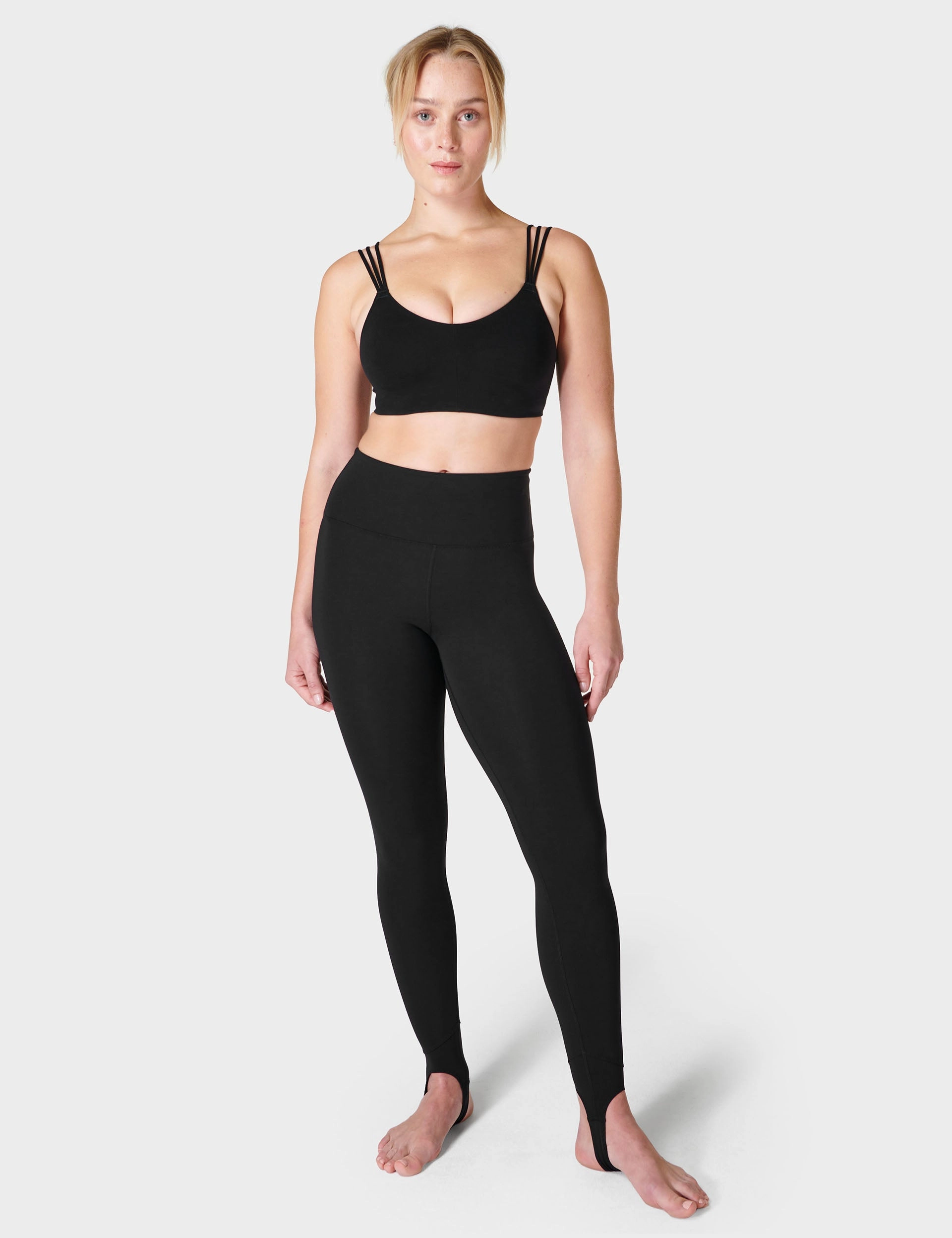 Soft Texture Orbit Stirrup Leggings - Black