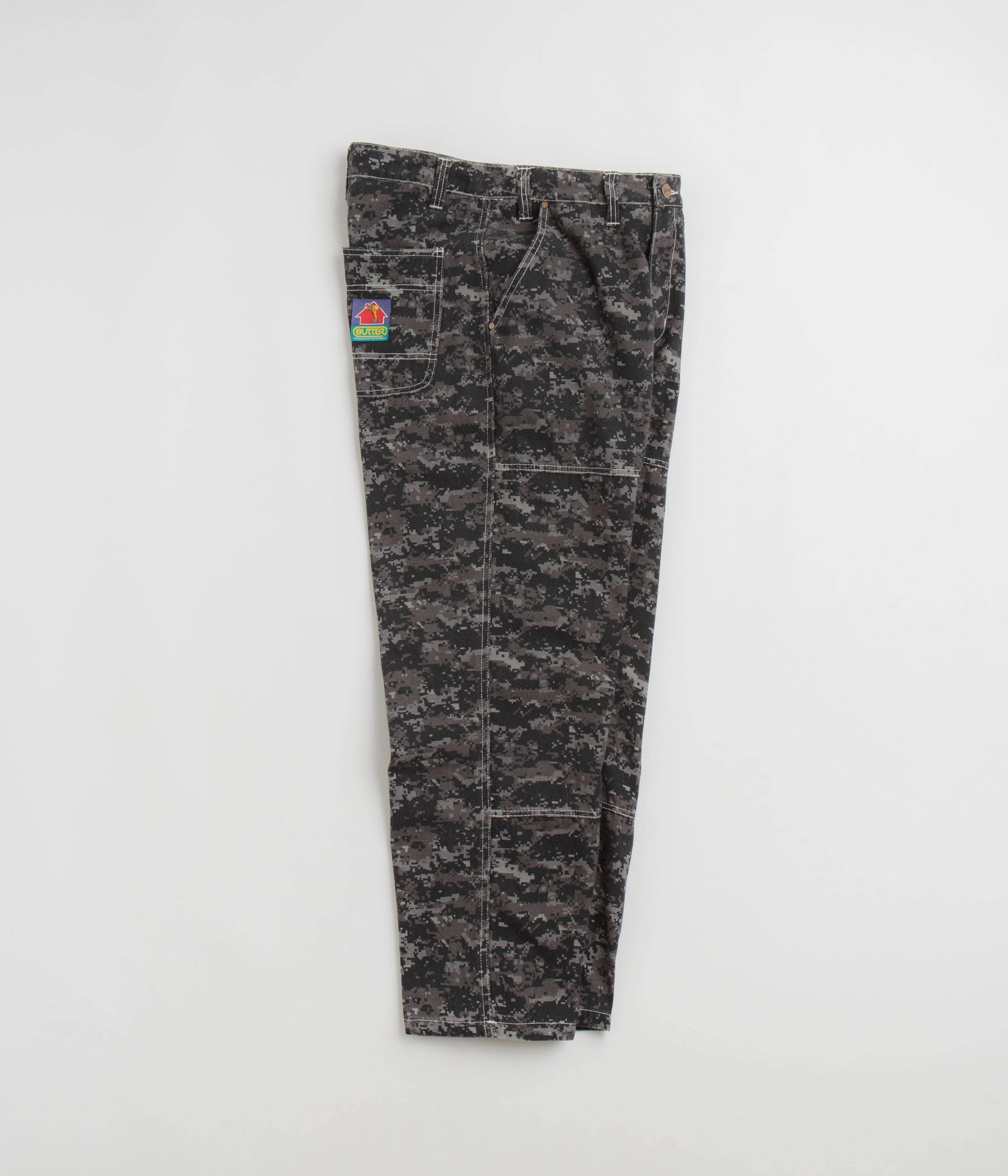 Butter Goods Work Pants - Dark Digital Camo Layered Panel Design
