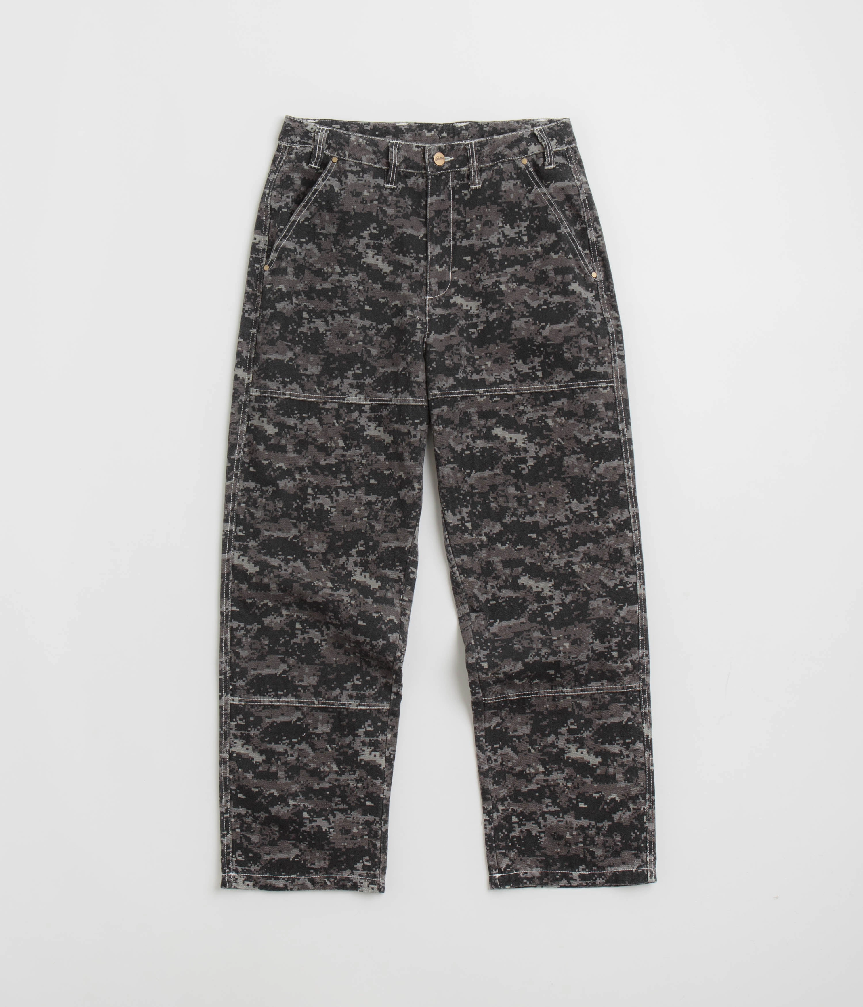 Butter Goods Work Pants - Dark Digital Camo Flat Lock Seams Lightweight Fabric