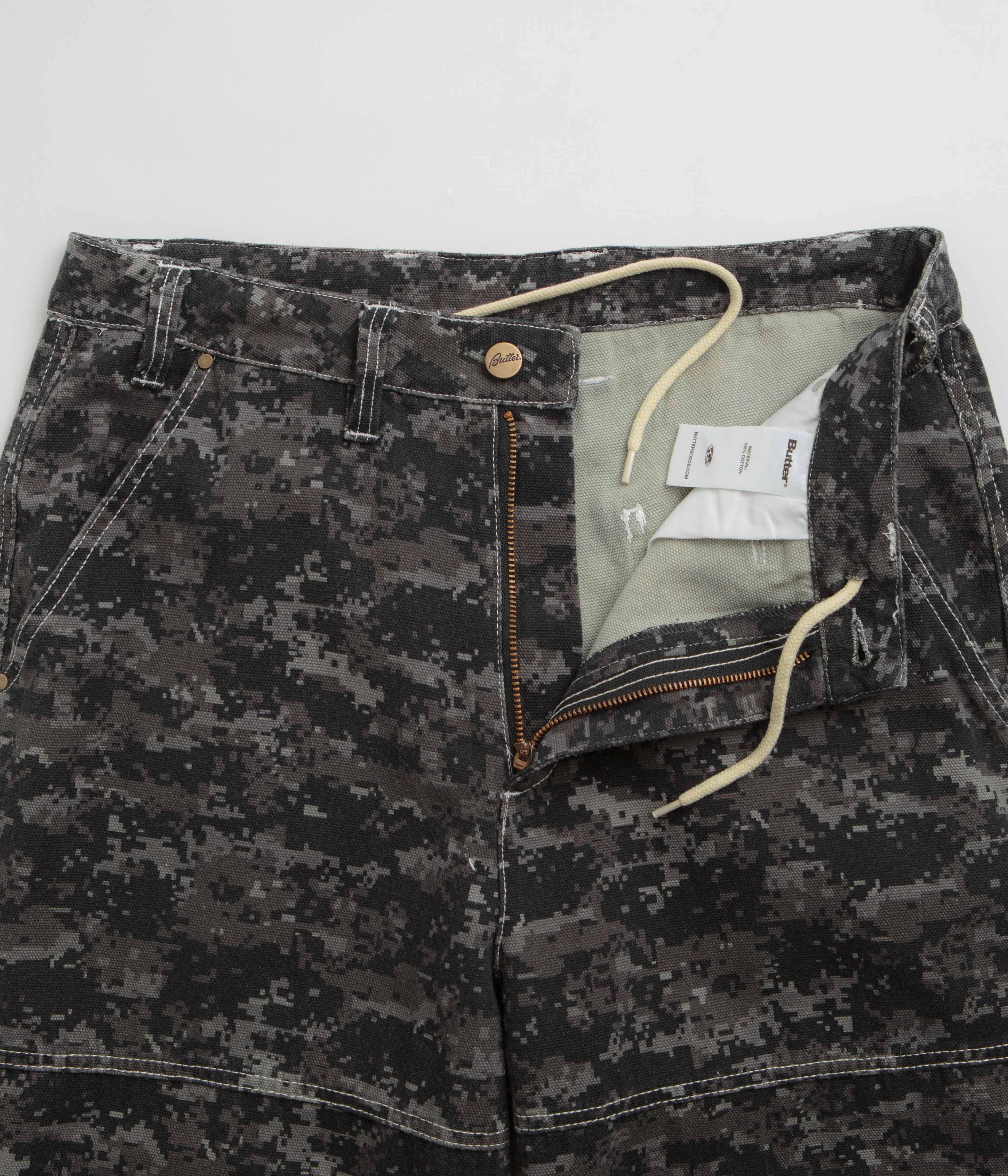 Butter Goods Work Pants - Dark Digital Camo Flexible Knee Panels Lightweight insulation