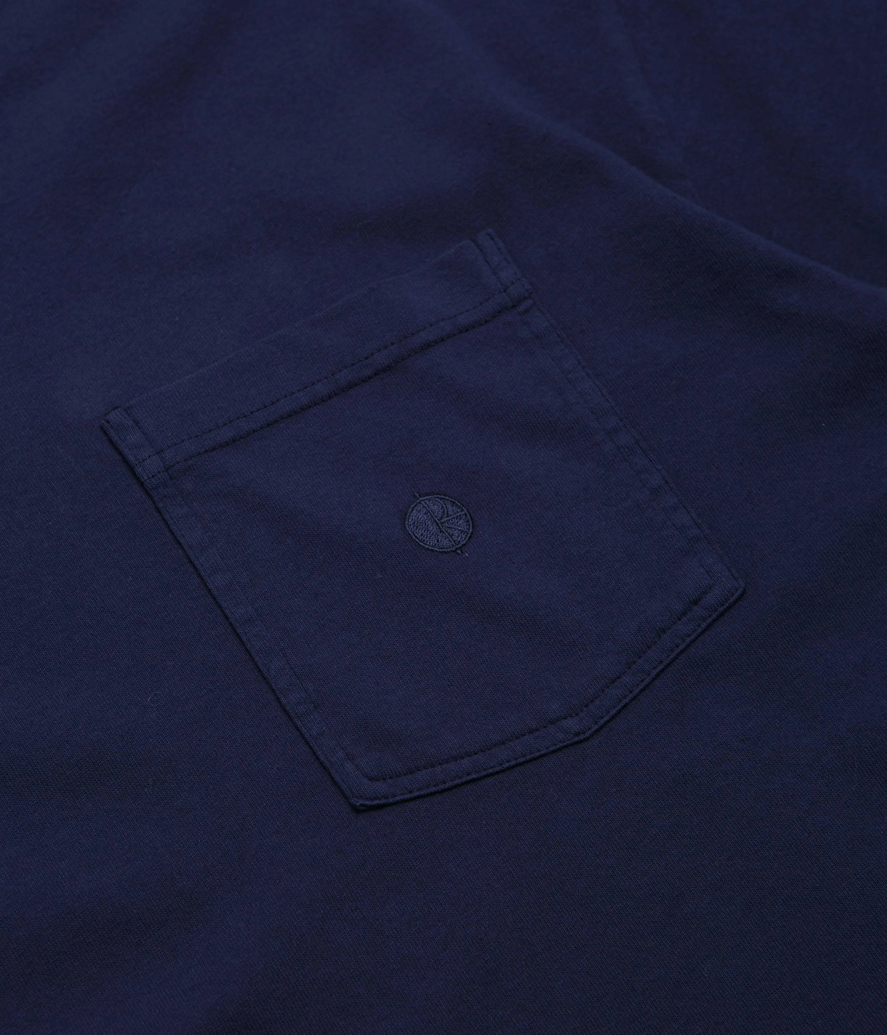 Garment Washed Texture Stretchable Polar Pocket T-Shirt - Dark Blue / Blue
