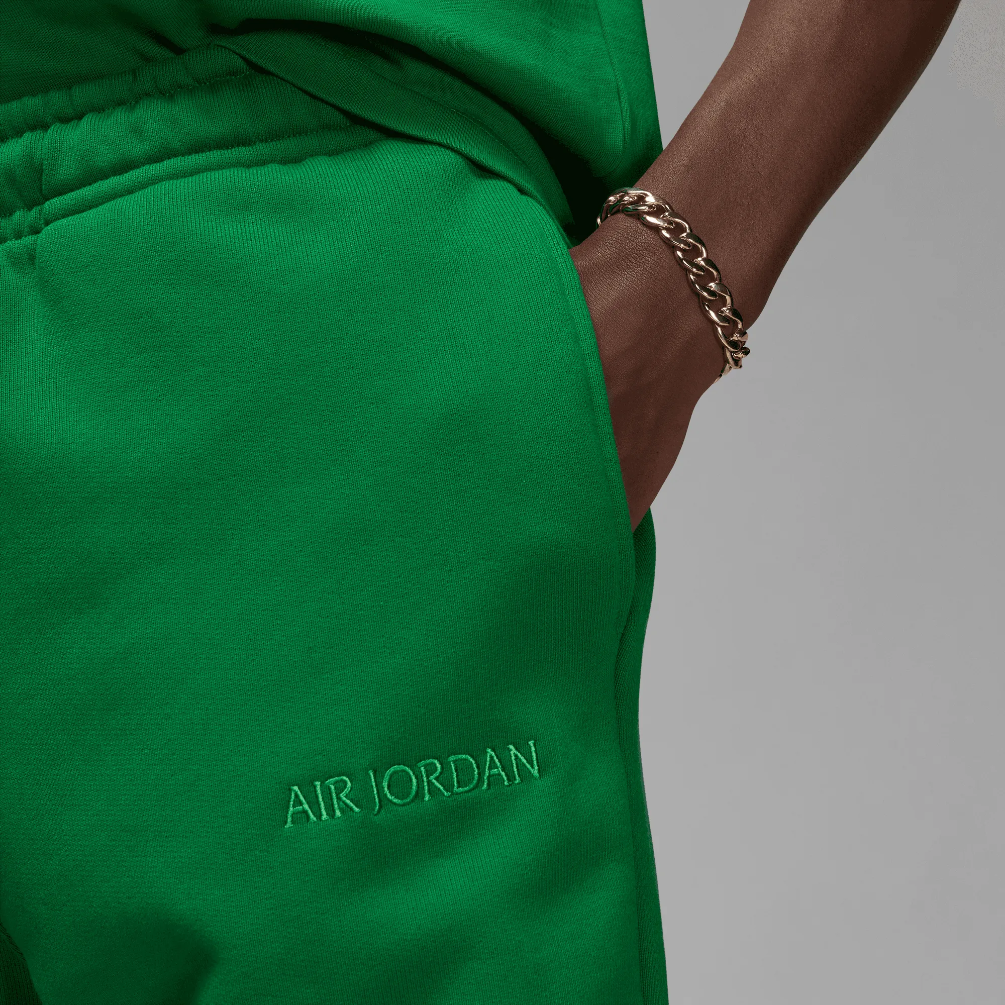JORDAN WORDMARK MEN`S FLEECE PANTS - GREEN Airtight Zipper