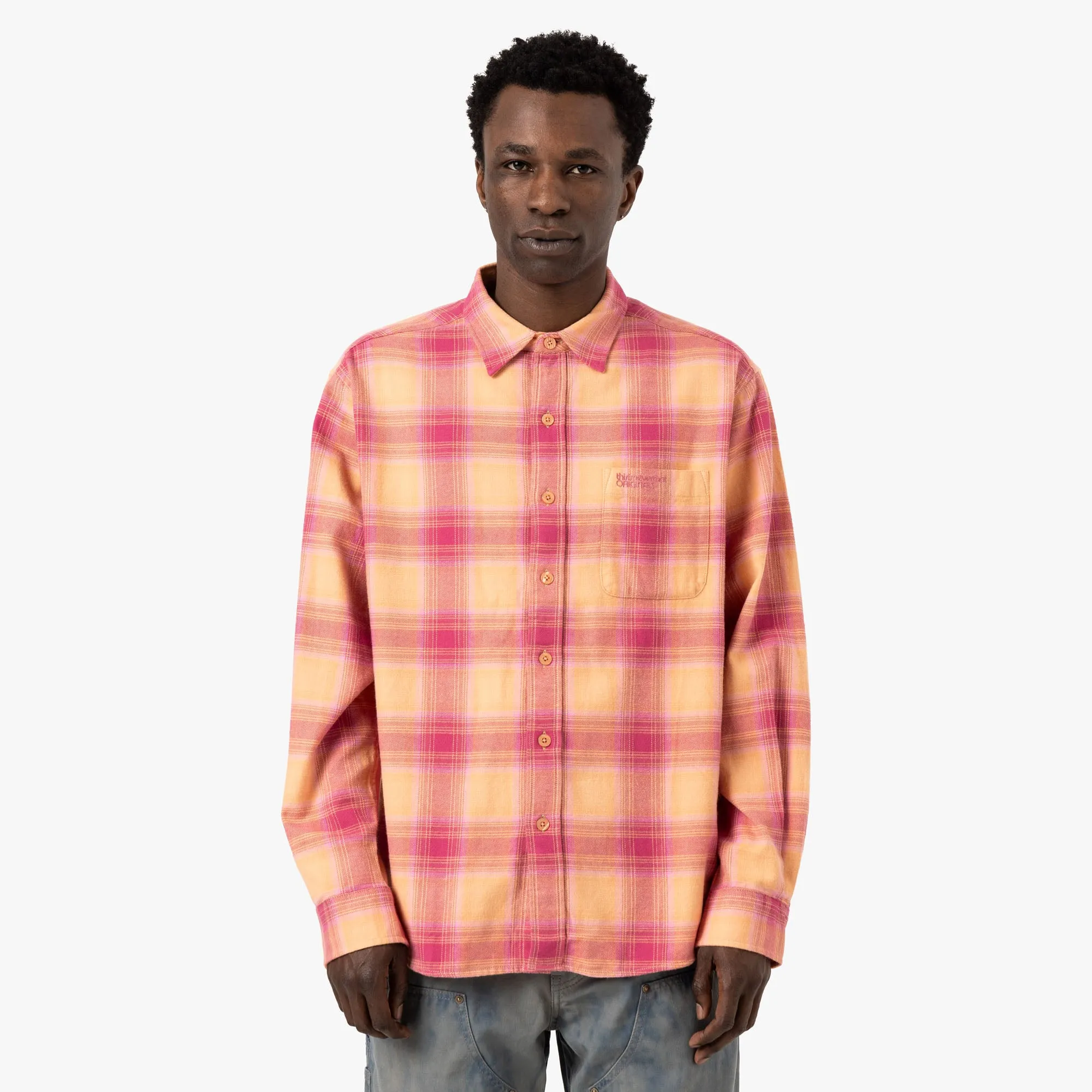 Sports Ready Versatile Clothing thisisneverthat Shadow Plaid Flannel Shirt / Pink