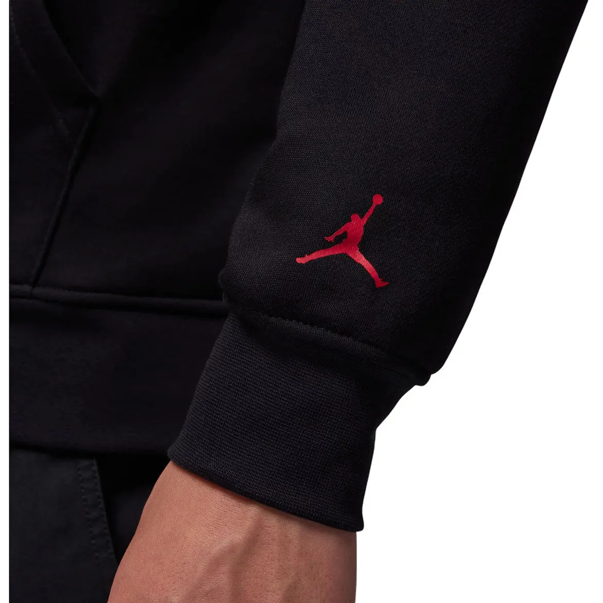 JORDAN JUMPMAN "CHIMNEY" FLEECE HOODIE - BLACK SmoothFinish Collapsible Hood
