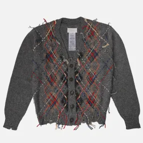 CUT-OUT ARGYLE CARDIGAN - GREY SlipResistantHem Creative Glow