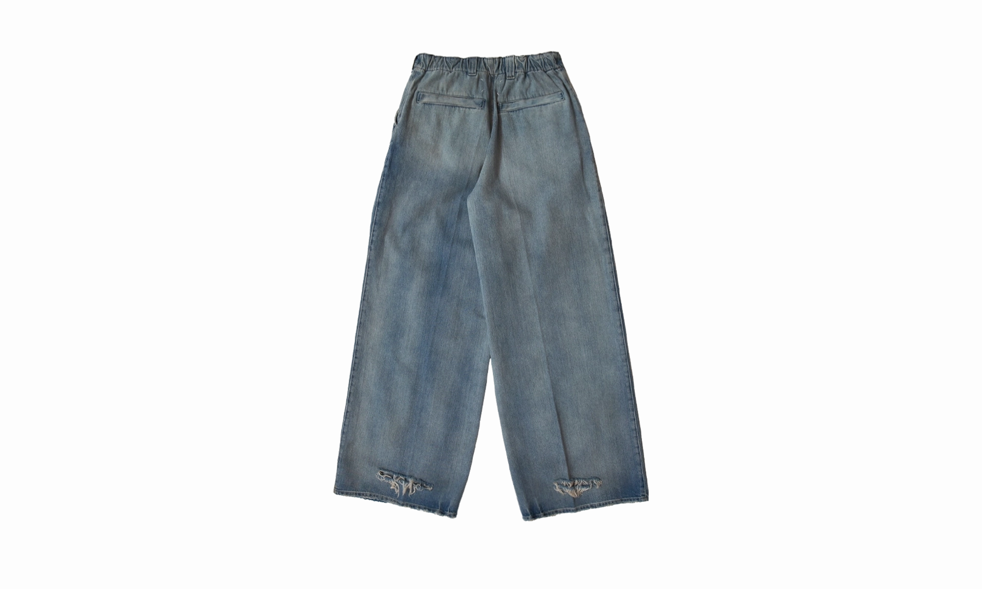Basic Piece Easy Wearing Pleated Wide Leg Jeans "Blue"