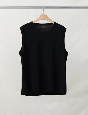 Casual Button-Down Sleeveless T-Shirt (Black)