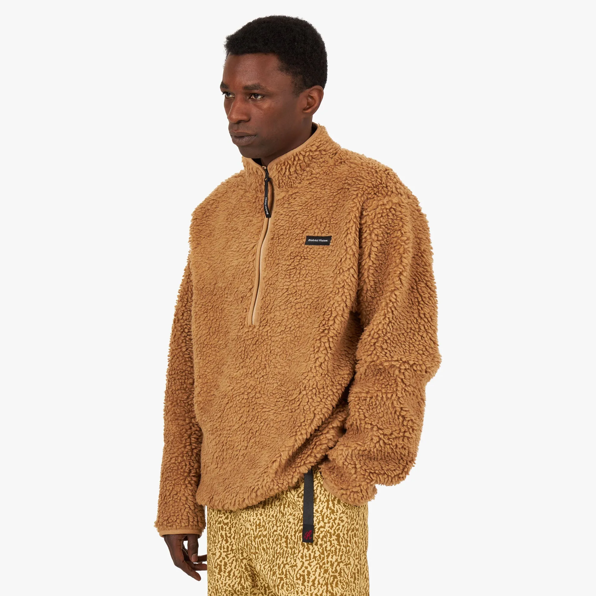 Custom made logoed District Vision Half-Zip High-Pile Merino Fleece / Sand
