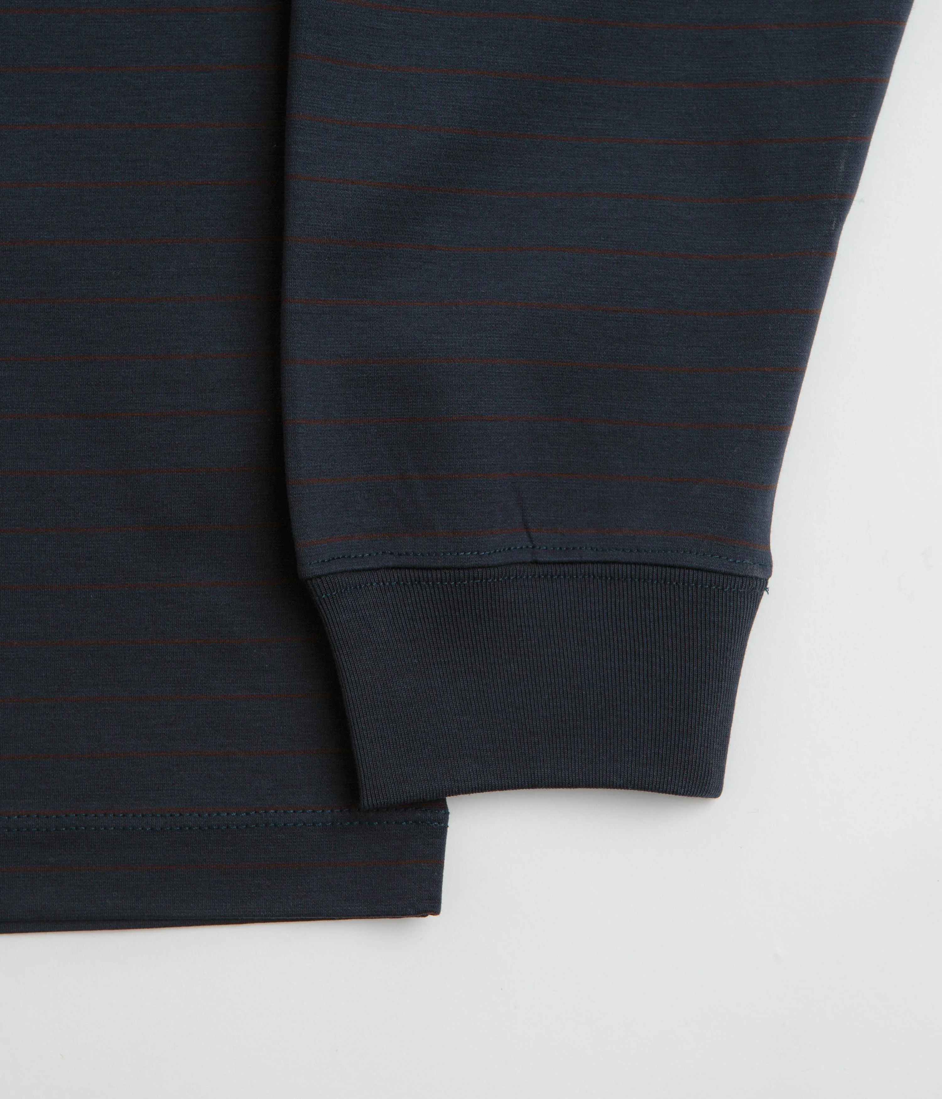 High-waisted Snow Peak Organic Cotton Mercerized Long Sleeve T-Shirt - Blue Border