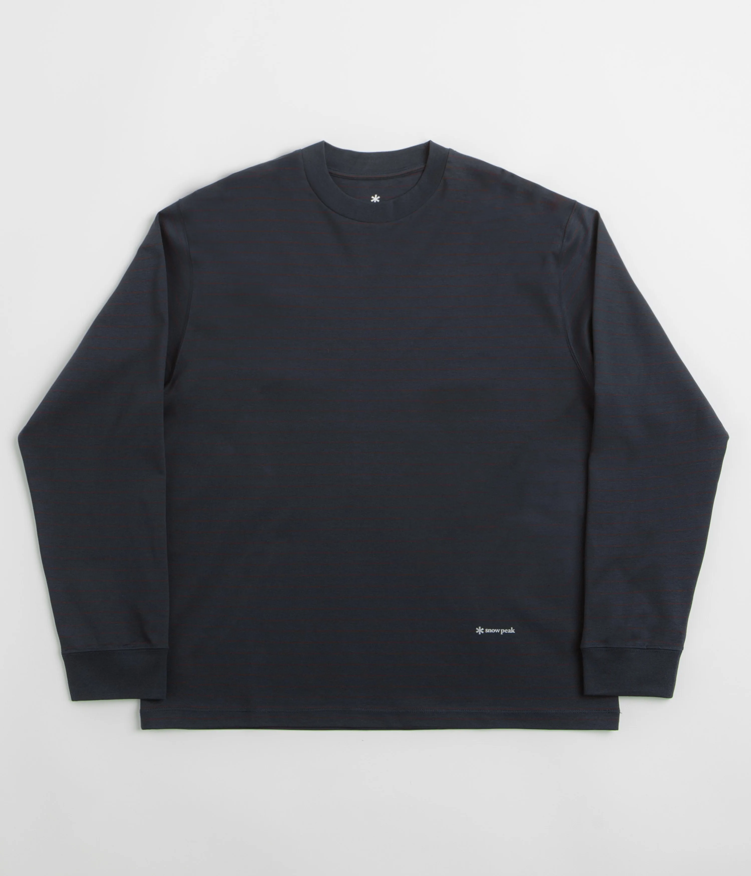 pool venue Trendy Snow Peak Organic Cotton Mercerized Long Sleeve T-Shirt - Blue Border