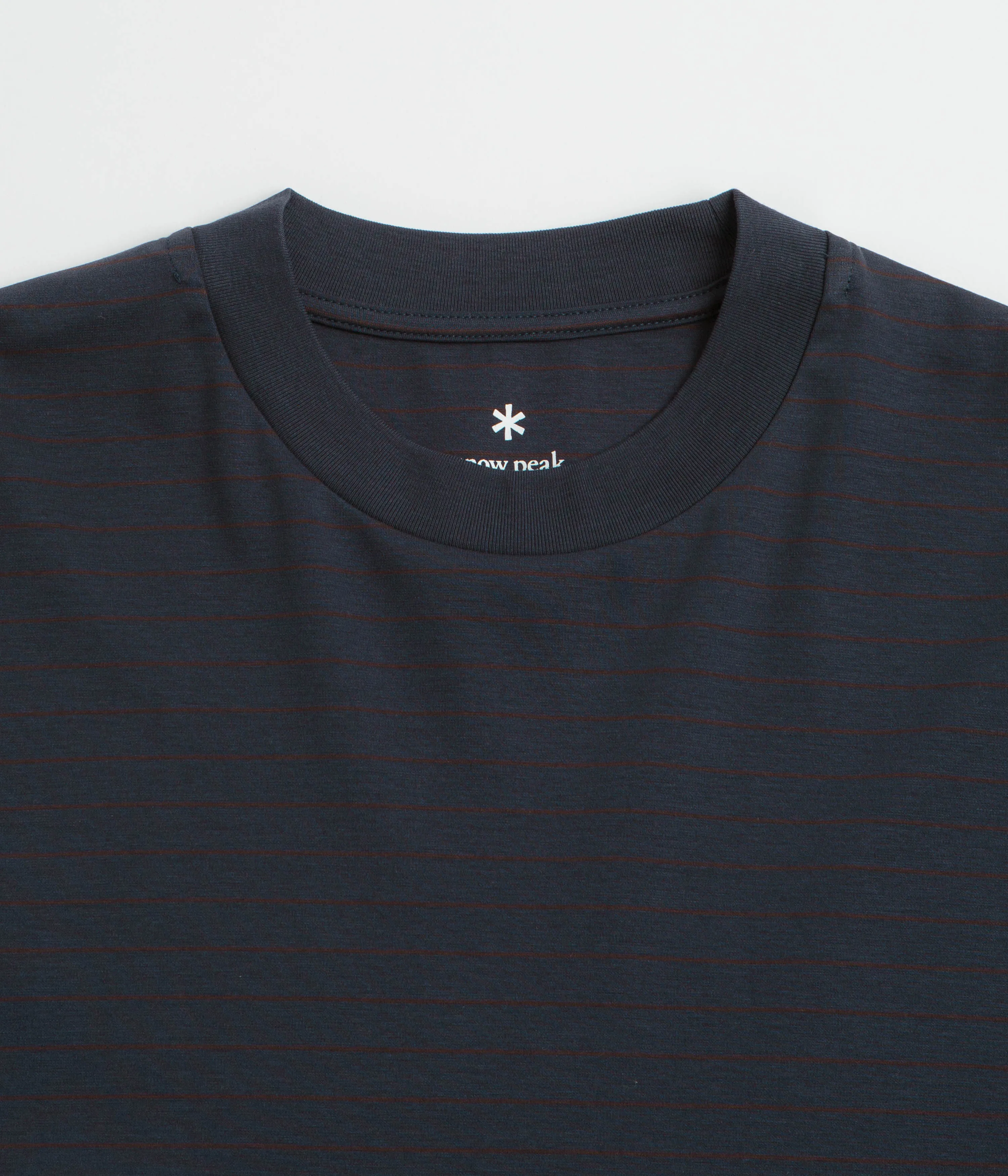 ruffled hem hostel venue Snow Peak Organic Cotton Mercerized Long Sleeve T-Shirt - Blue Border