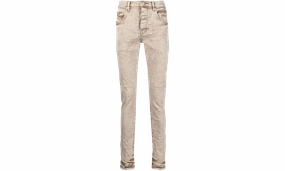 Slim Fit Low Rise With Slim Leg Jeans "Beige Snow" Weekend Warrior Luxury Athlete Fit Casual Comfort