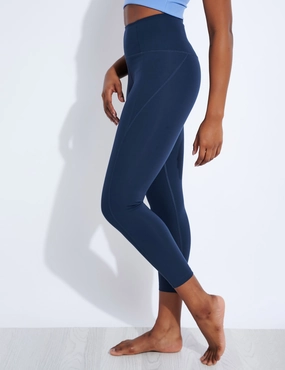 Compressive High Waisted 7/8 Legging - Midnight Rib Knit Beginner Level Quick Dry For Kids