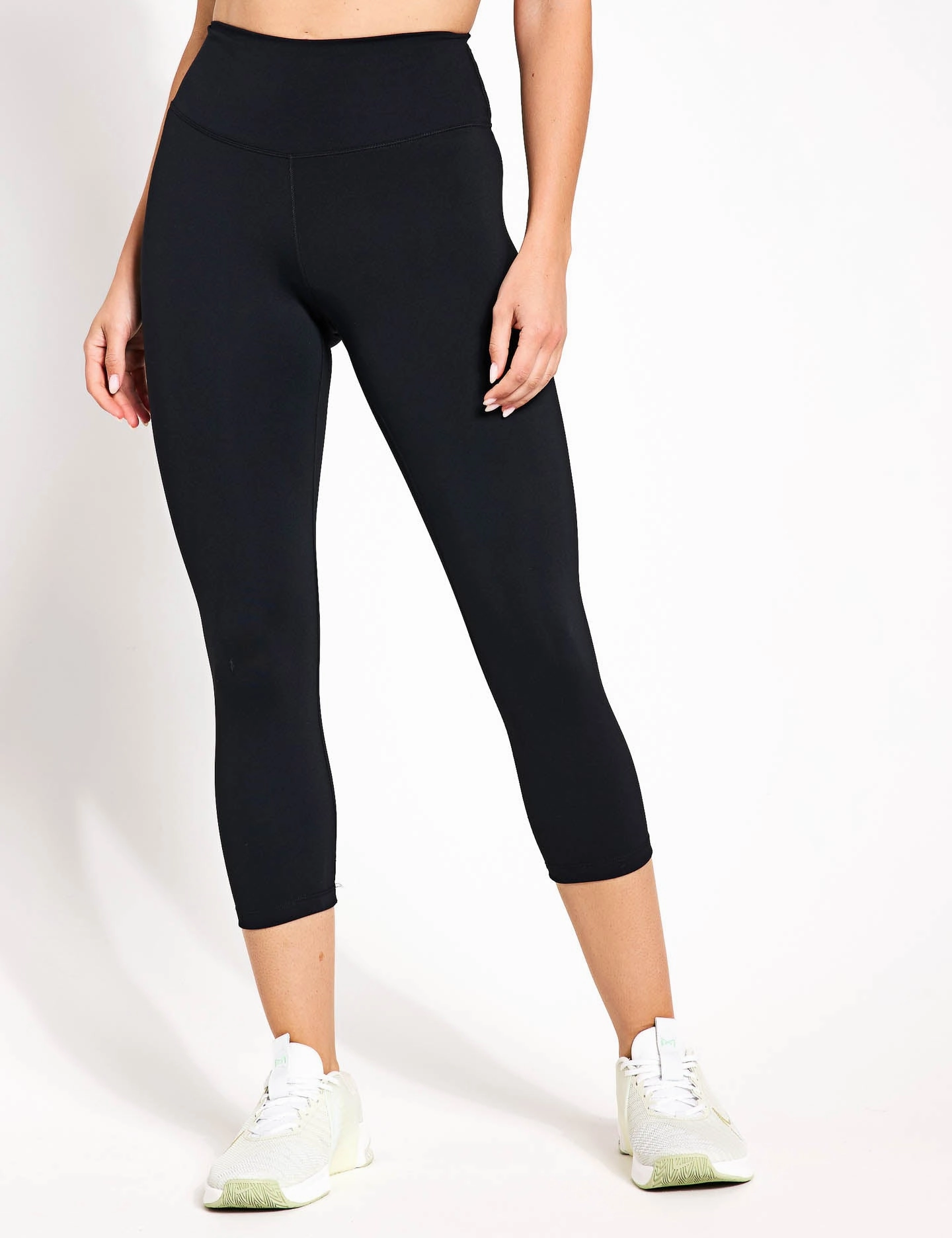 Ankle length Clean Cut One High Waisted Crop Leggings - Black