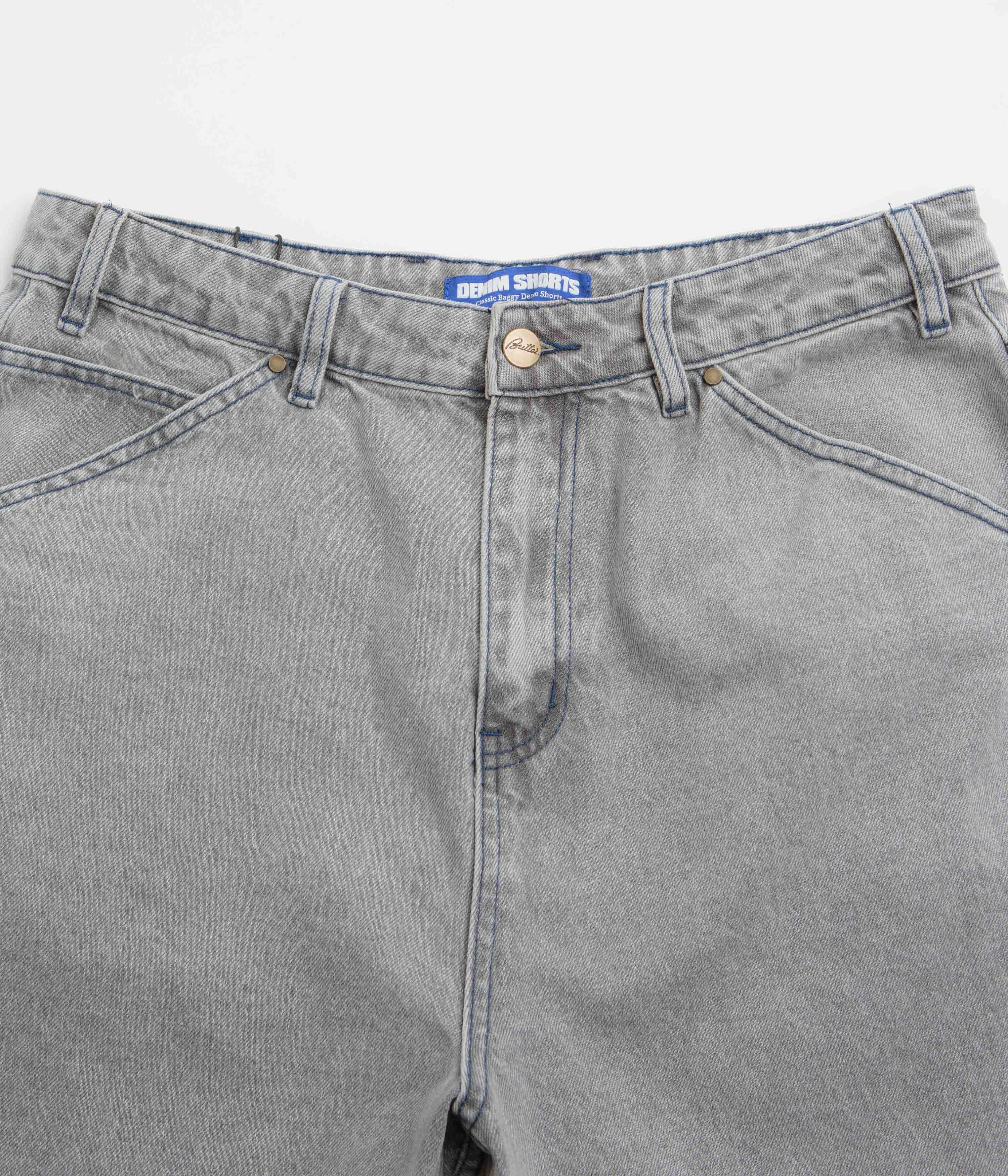 Butter Goods Encounter Denim Shorts - Washed Soft Grey Moisture Wicking Fabric Eco - friendly