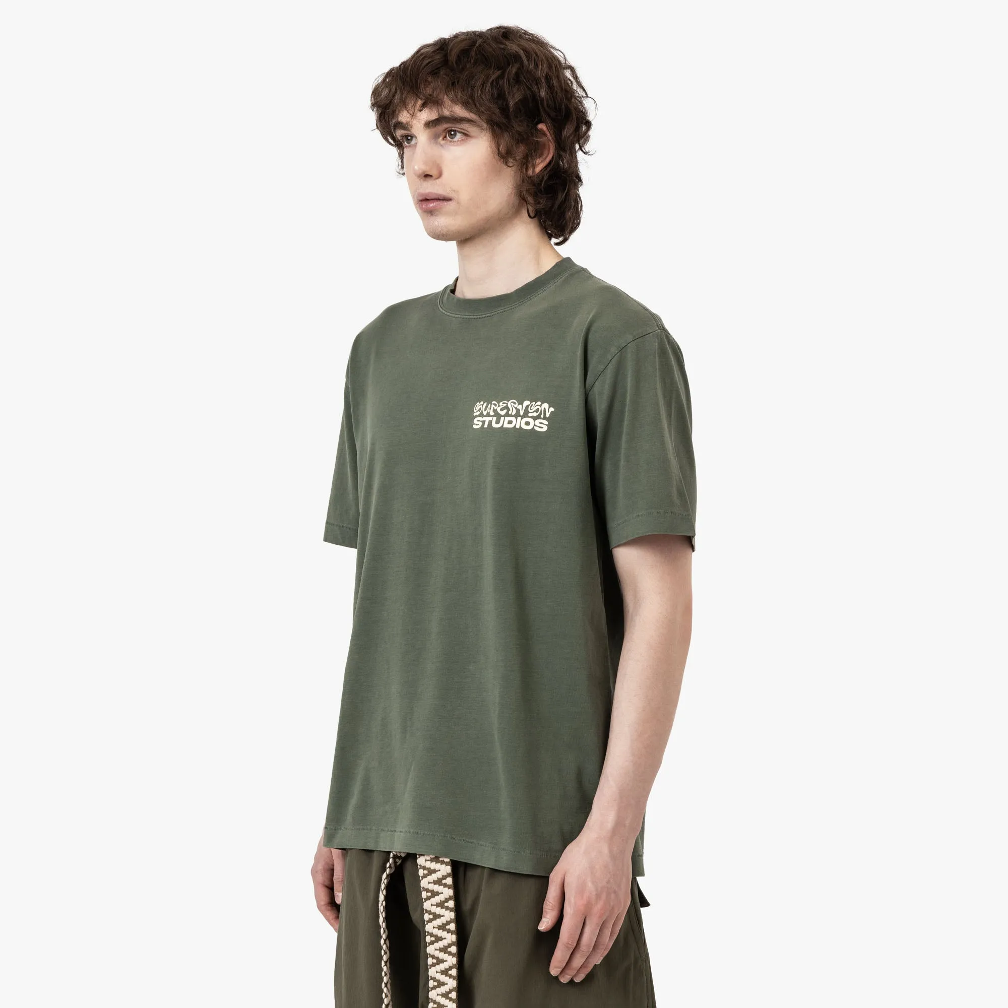 palazzo pants silhouette Supervsn Palm T-Shirt / Moss