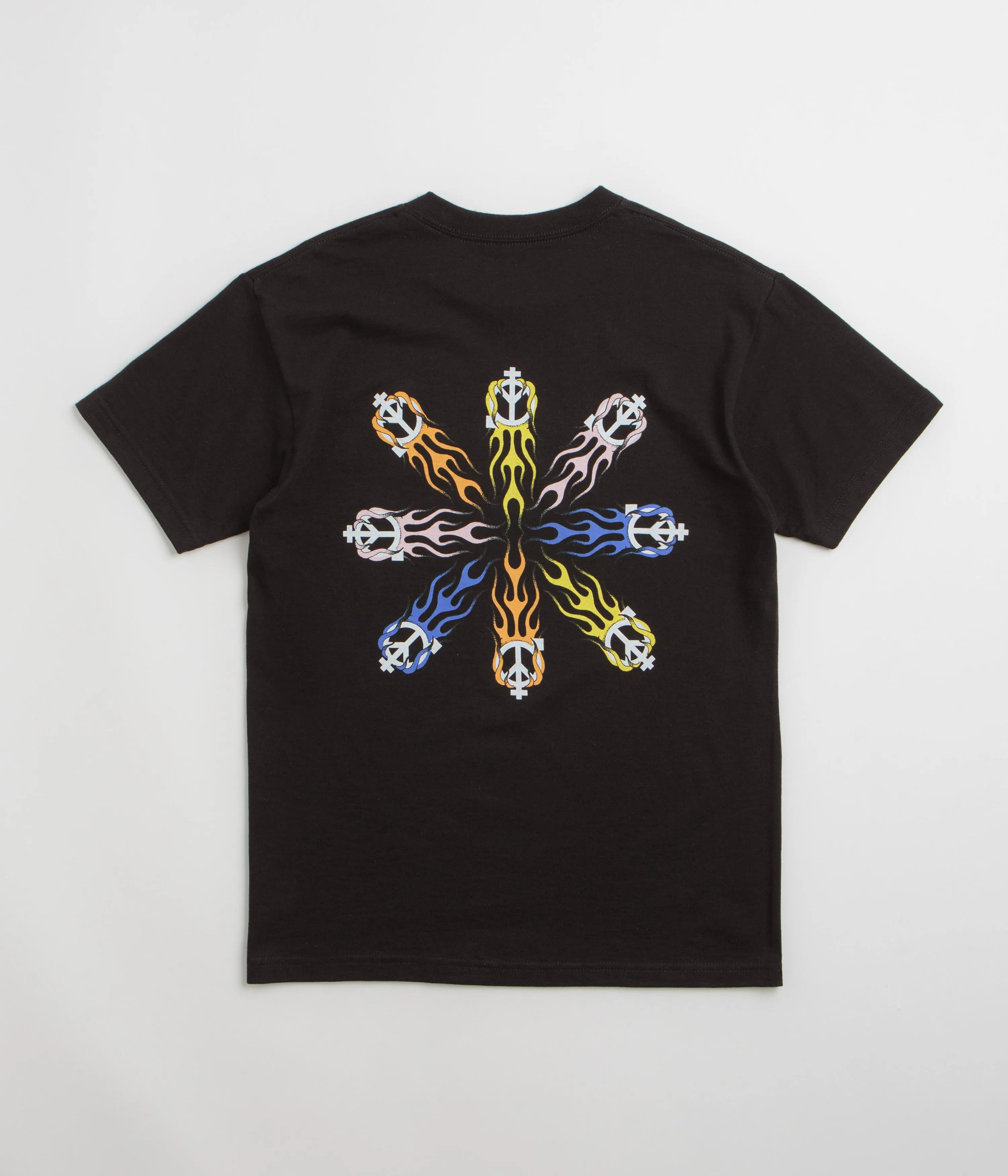Sexhippies Flame Circle T-Shirt - Black Stretchable Side Vents Pilates