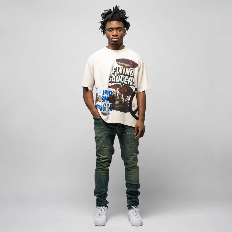 Indoor CRTFD Allover Print Mash Up Tee - Natural