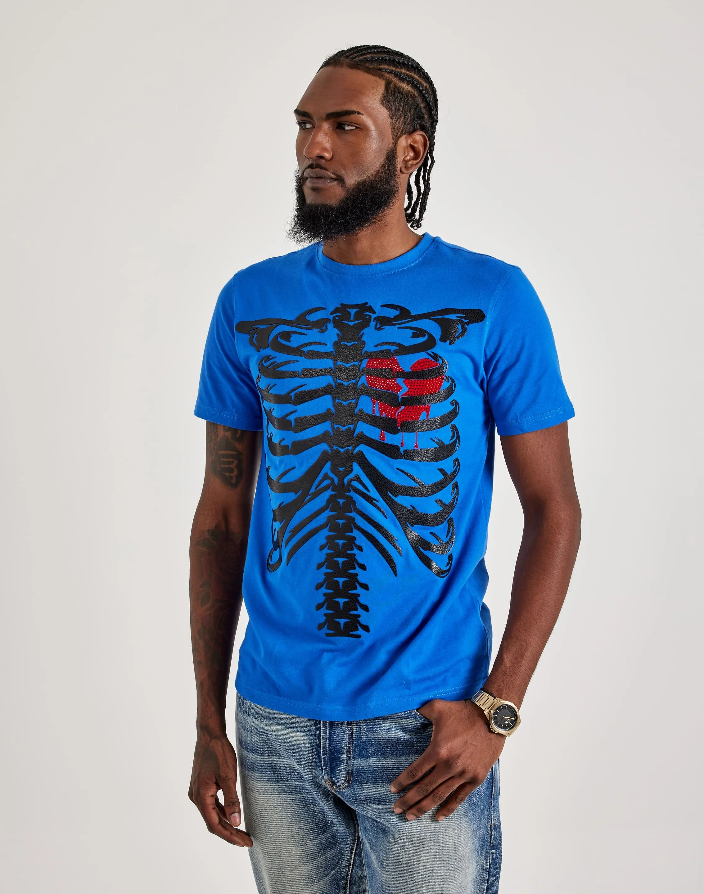 Roku Studio Skeleton Chest Tee Raw Linen WrinkleResistantClothing