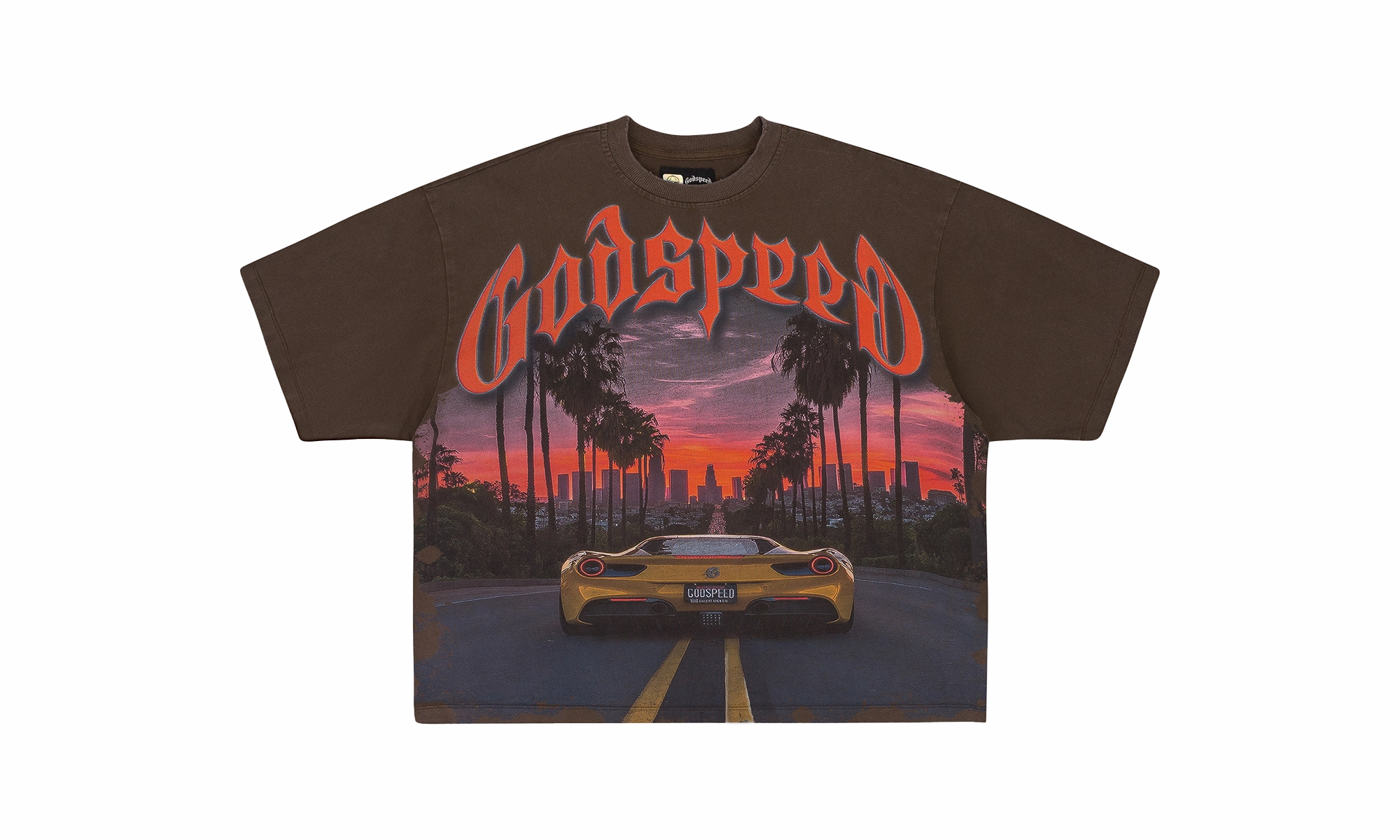 SUNSET BOULEVARD T-SHIRT "Brown" Elegant Glow OdorControl Technology