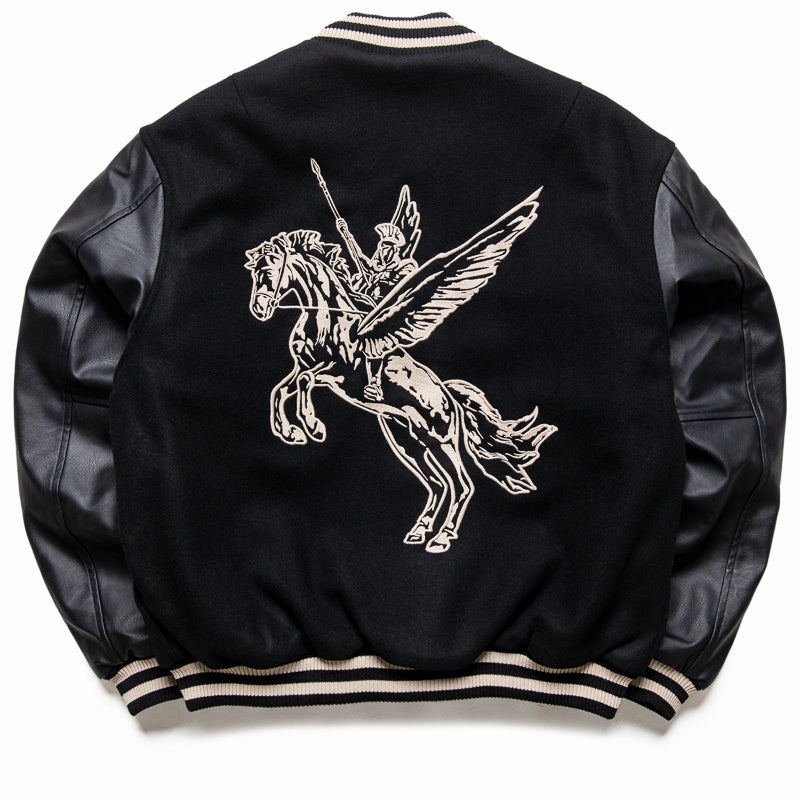 Represent Mascot Wool Varsity Jacket - Jet Black Model