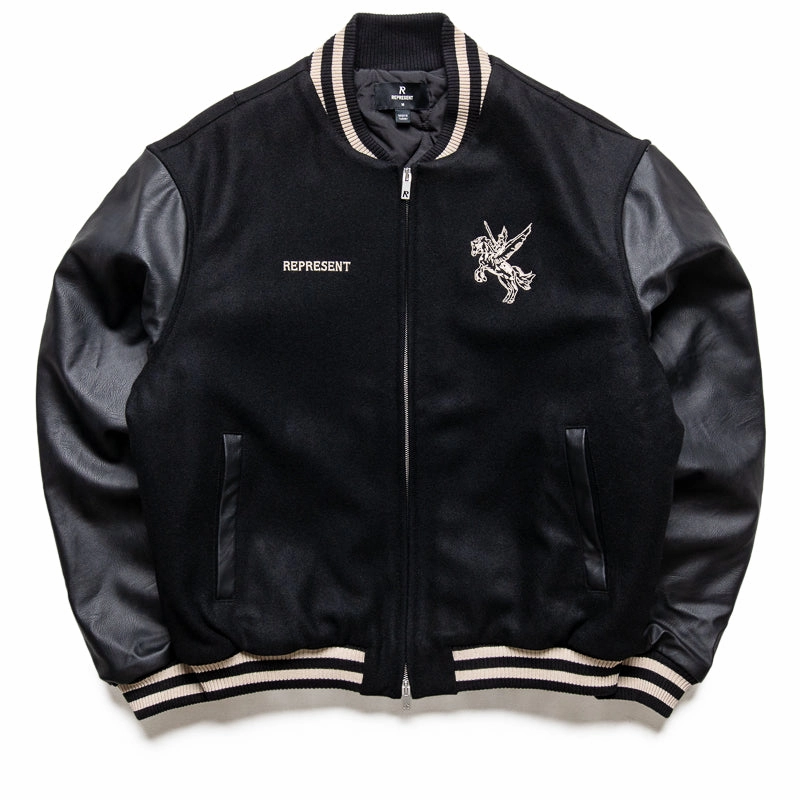 Represent Mascot Wool Varsity Jacket - Jet Black Standard Praise