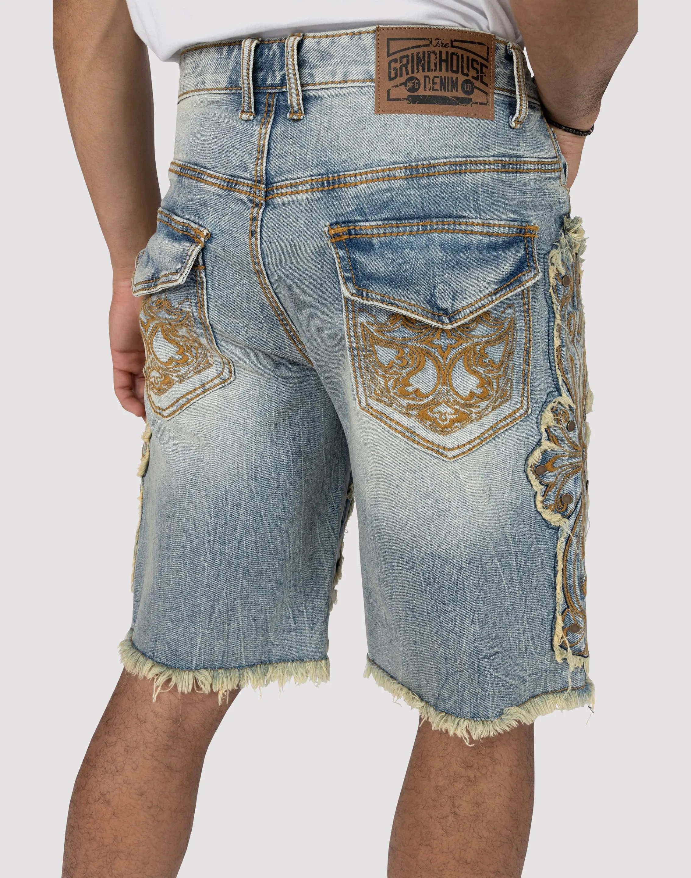 Smoke Rise Lucca Western Denim Shorts Opaque Tone PreShrunk Cotton