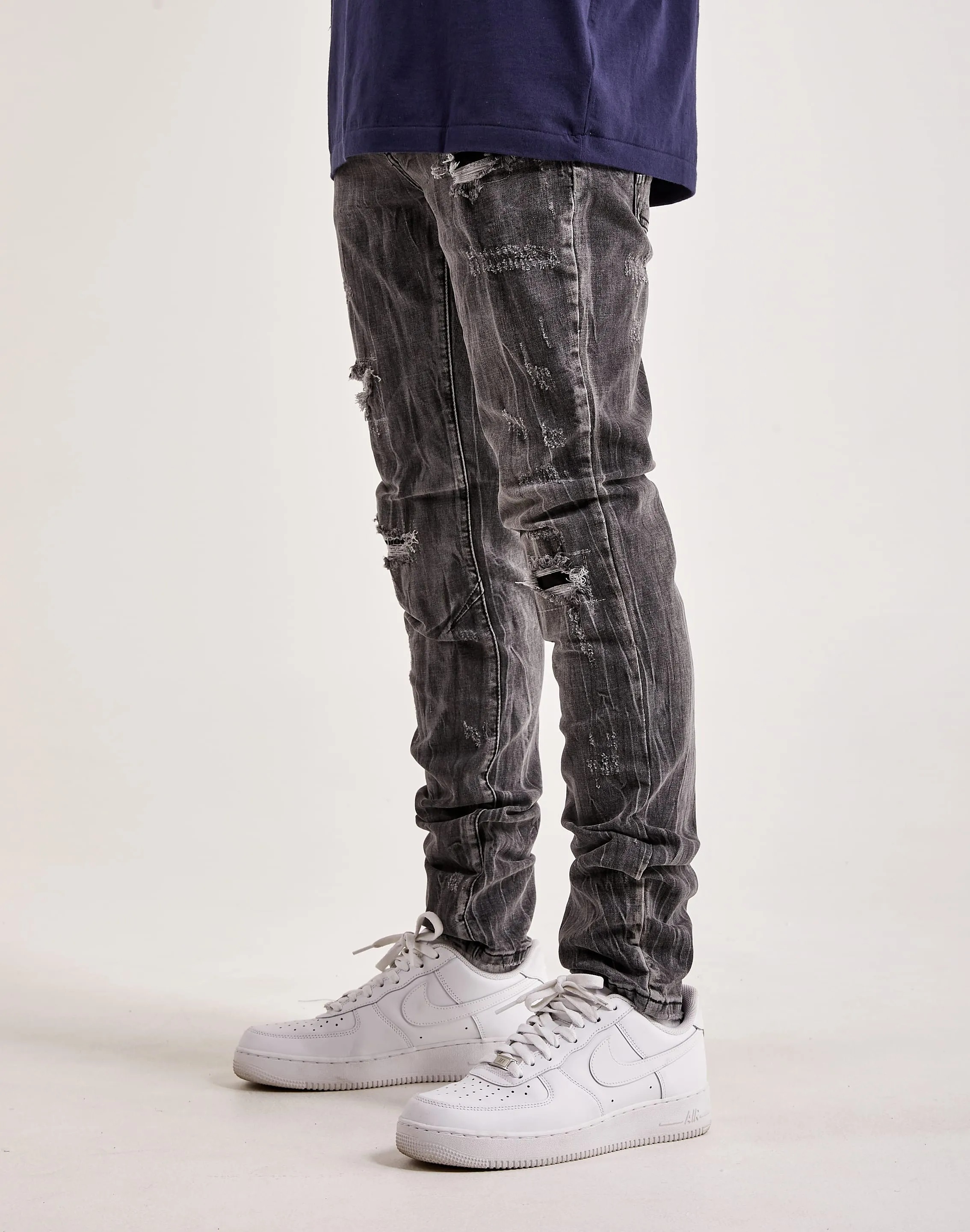 Smoke Rise Rip & Repair Basic Slim Denim Student Cool