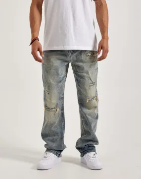 Smoke Rise Rip & Repair Straight Denim Jeans Concert Vibe Gentle Glow