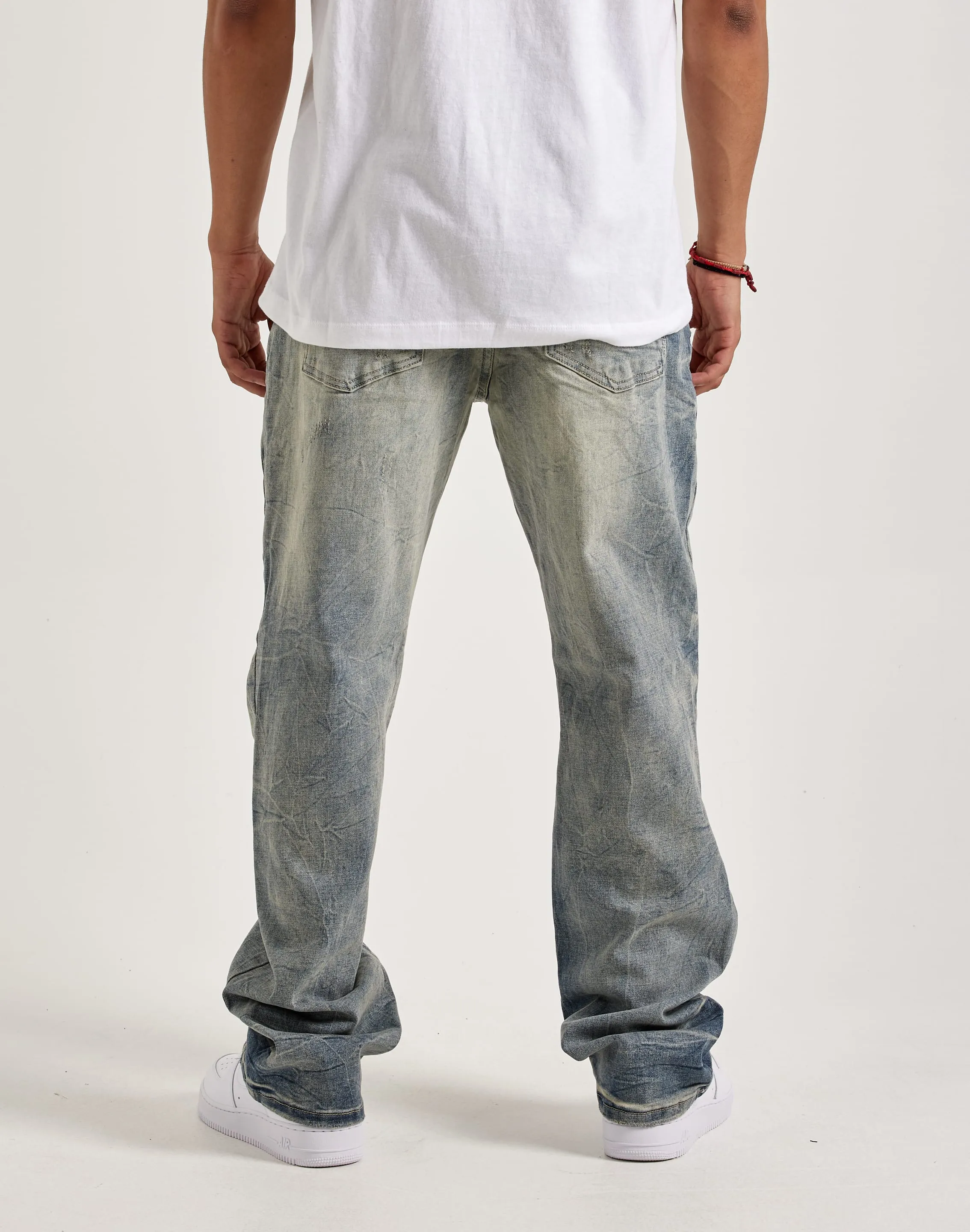 Smoke Rise Rip & Repair Straight Denim Jeans Hero Tale Collapsible Hood