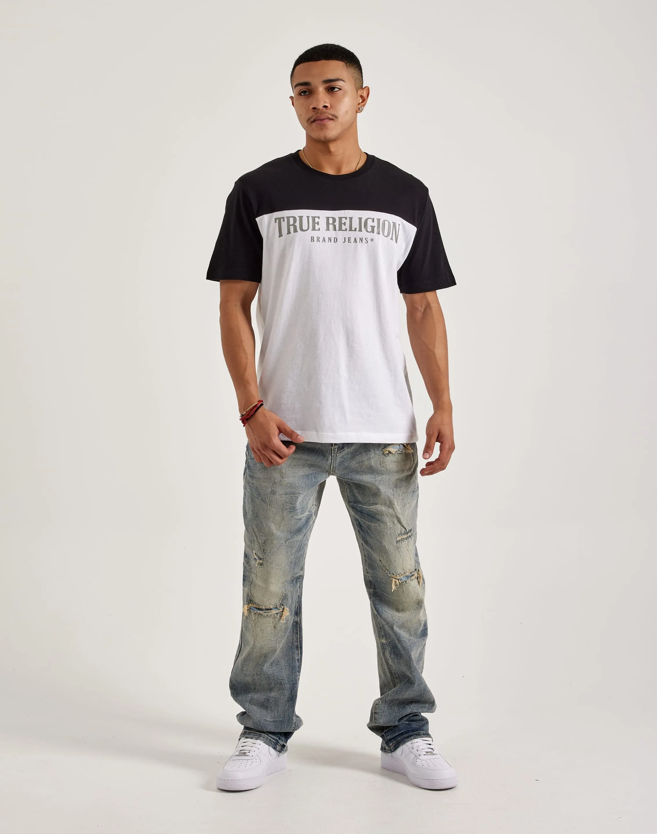 Smoke Rise Rip & Repair Straight Denim Jeans Convertible Style