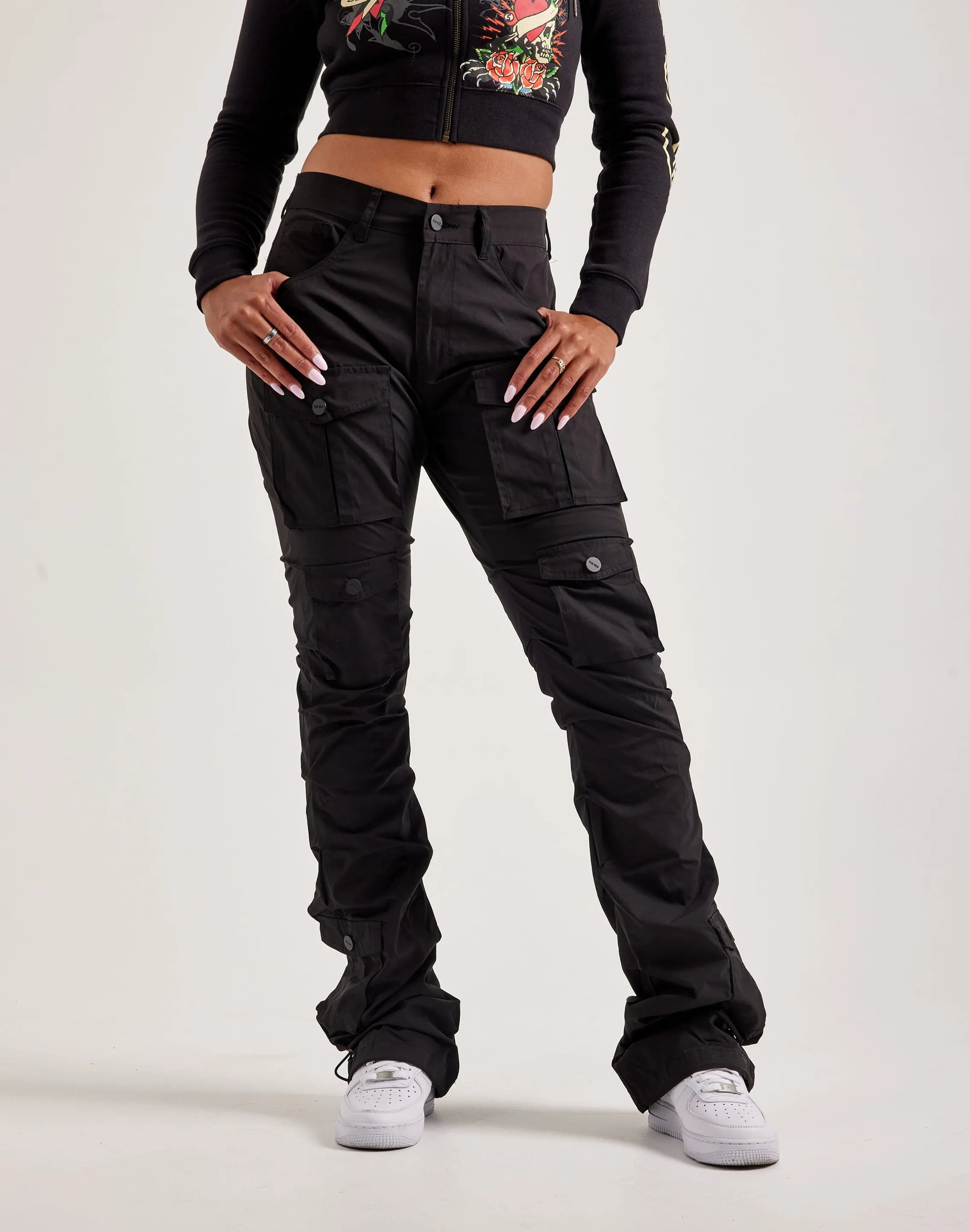 Smoke Rise Stacked Nylon Cargo Pants ButterSoftKnit MoistureWicking Fabric