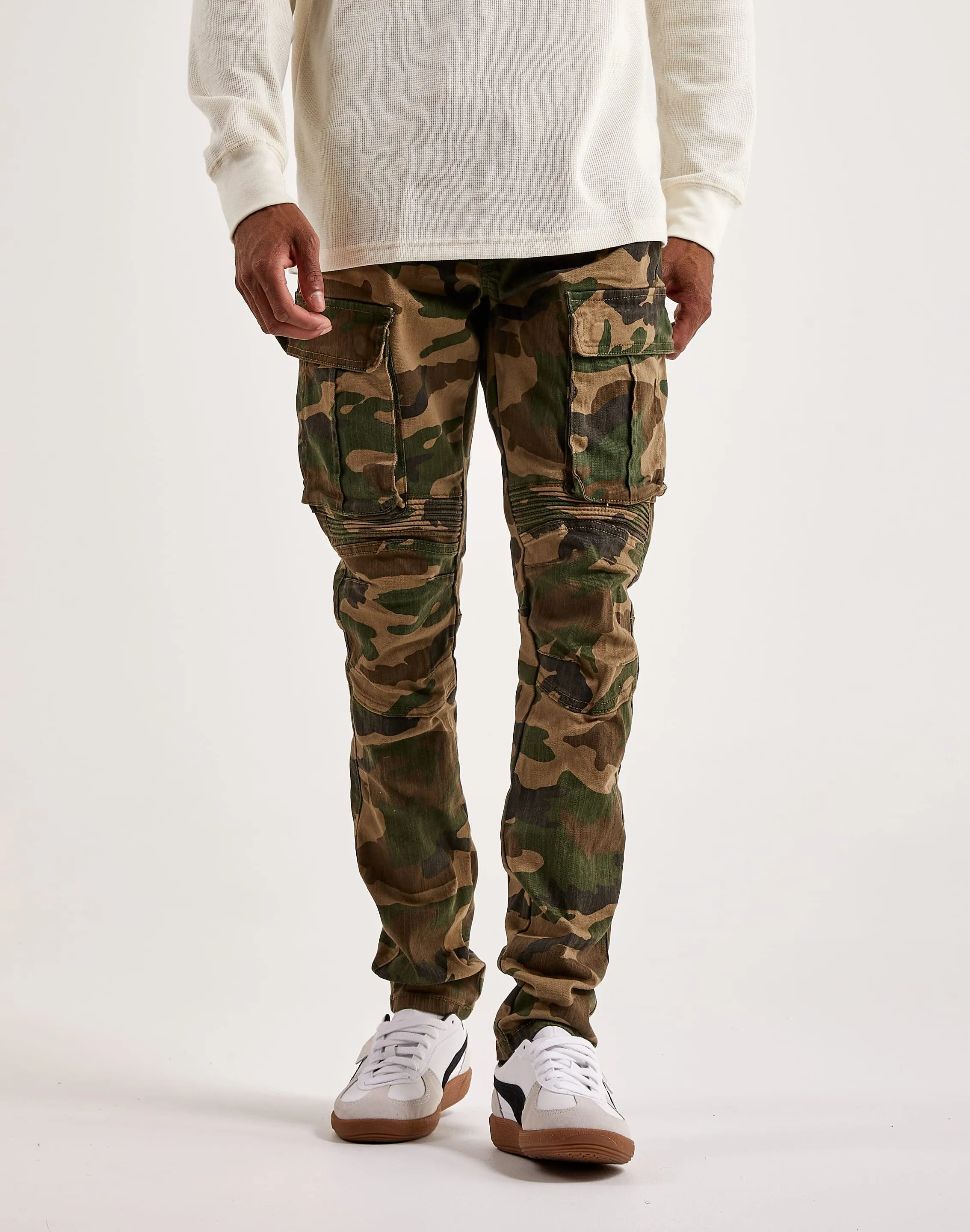 Luxury Touch EcoFriendly Material Smoke Rise Twill Moto Cargo Pants