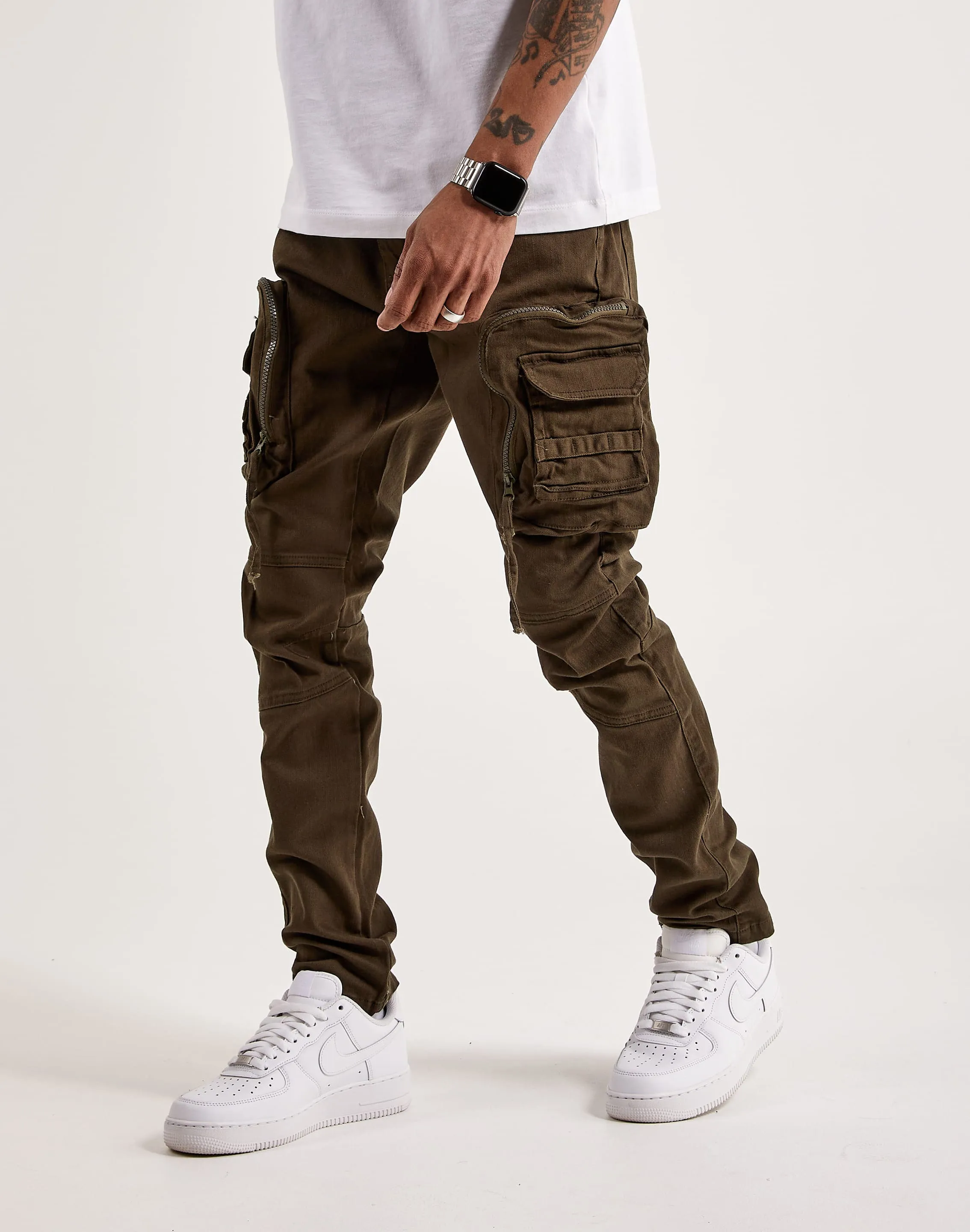 Bold Step Smoke Rise Twill Slim Tapered Cargo Pants