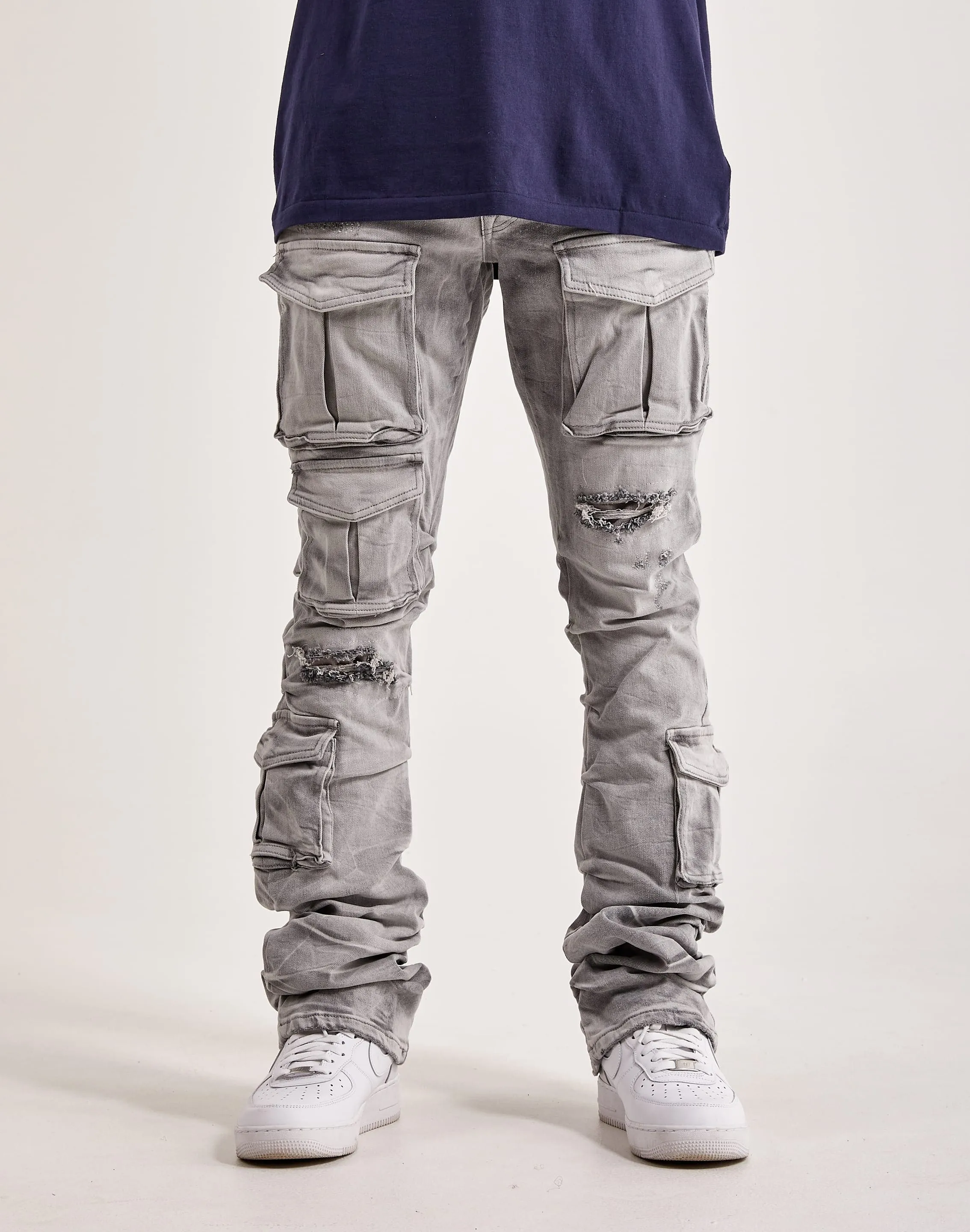 Eco Core Smoke Rise Utility Pocket Stacked Flare Denim