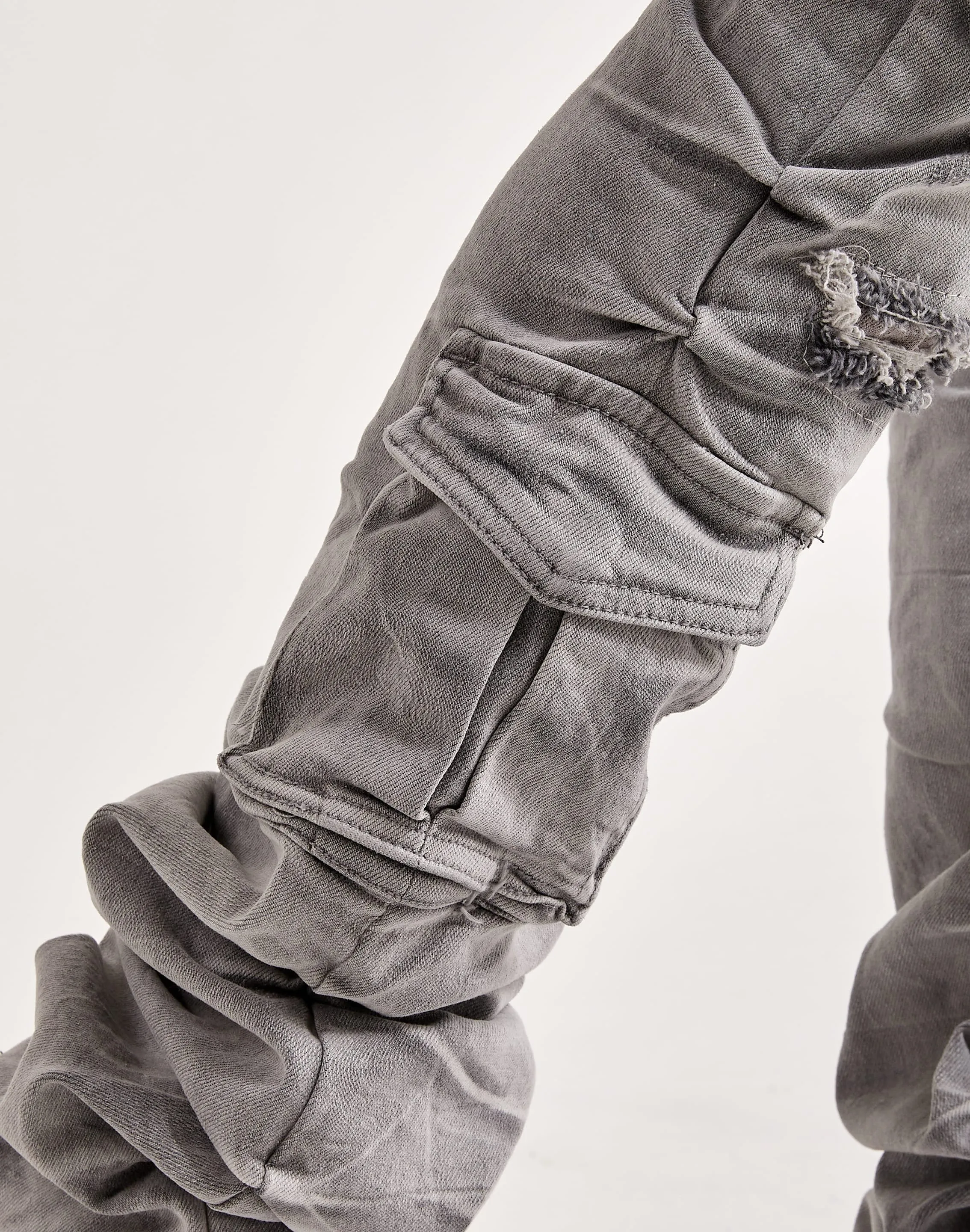Smoke Rise Utility Pocket Stacked Flare Denim WrinkleResistant Fabric
