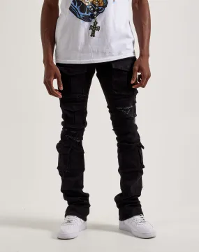 Smoke Rise Utility Pocket Stacked Flare Denim Jeans Sustain Glow