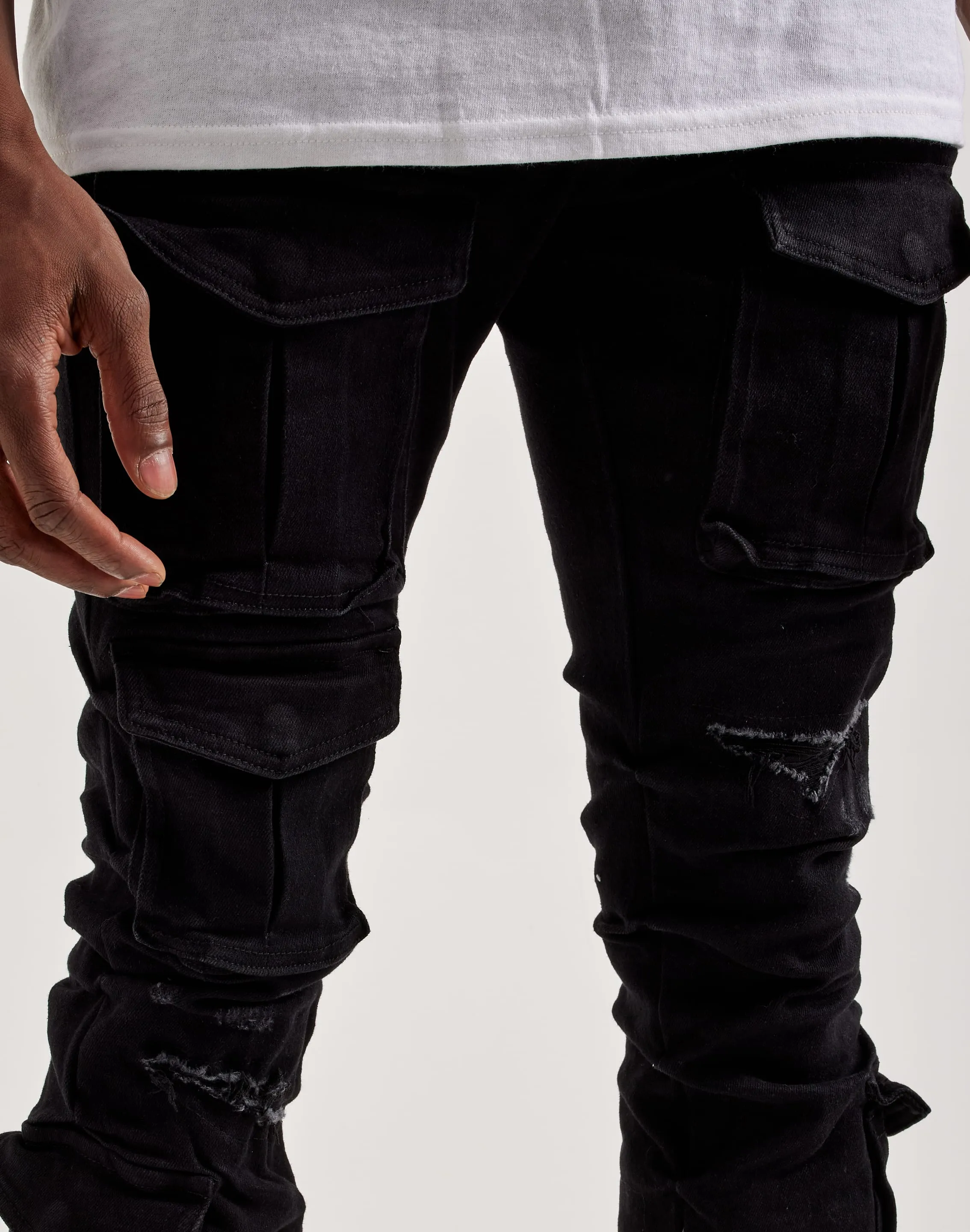 LightweightKnit Ethic Core Smoke Rise Utility Pocket Stacked Flare Denim Jeans