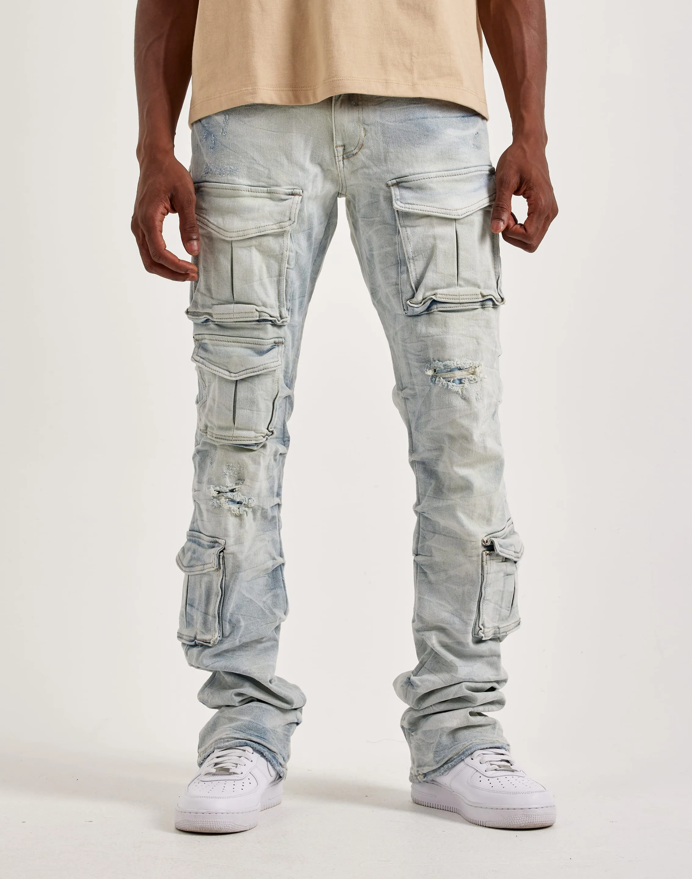 DurableCoverstitch AntiPilling Finish Smoke Rise Utility Pocket Stacked Jeans