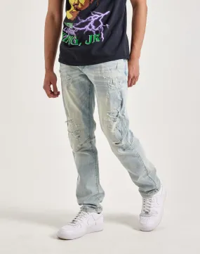Gloss Fit Layered Paneling Smoke Rise Vintage Bleach Effect Denim Jeans