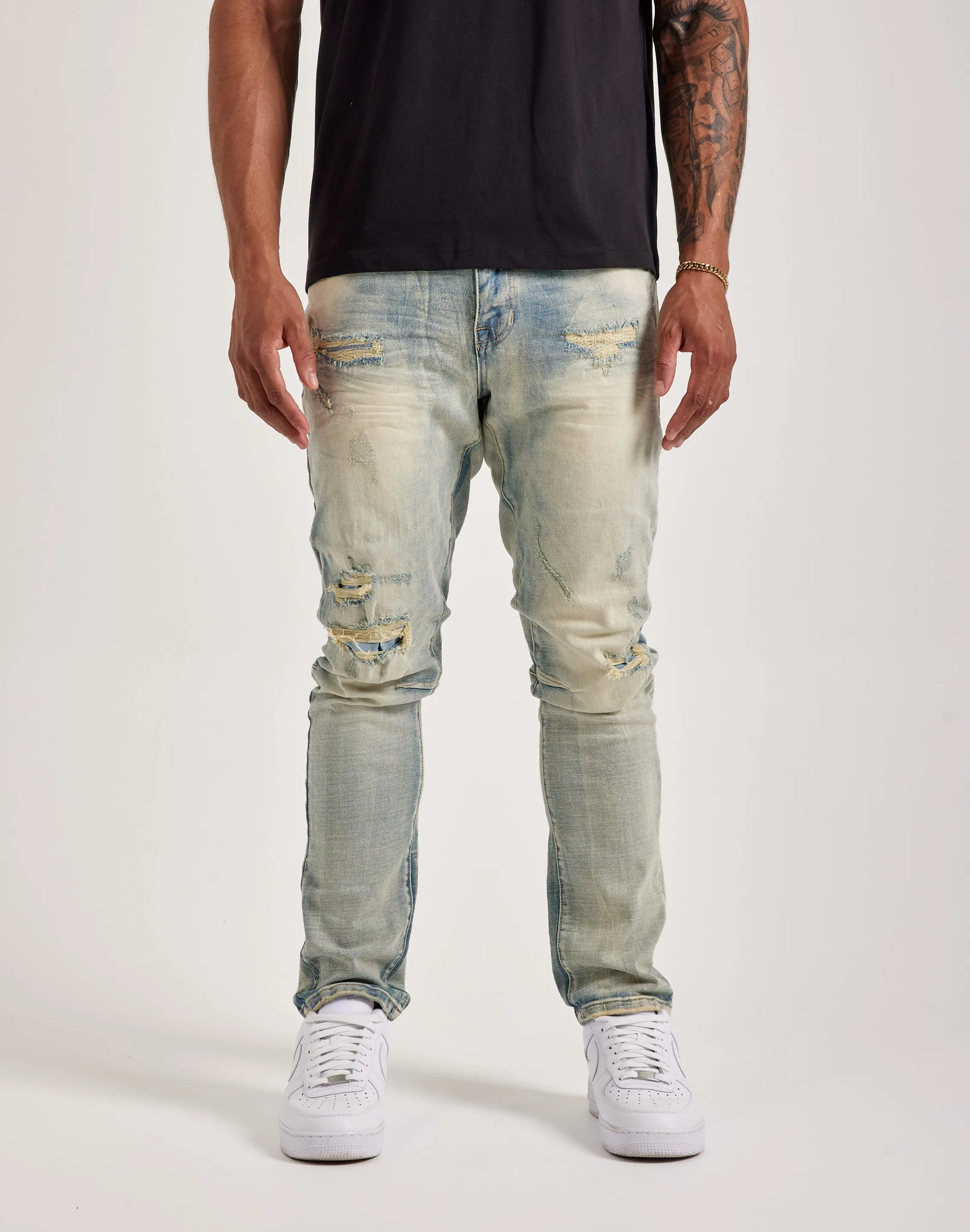 Smoke Rise Vintage Wash Slim Denim Jeans Light Core WaterRepellentFinish