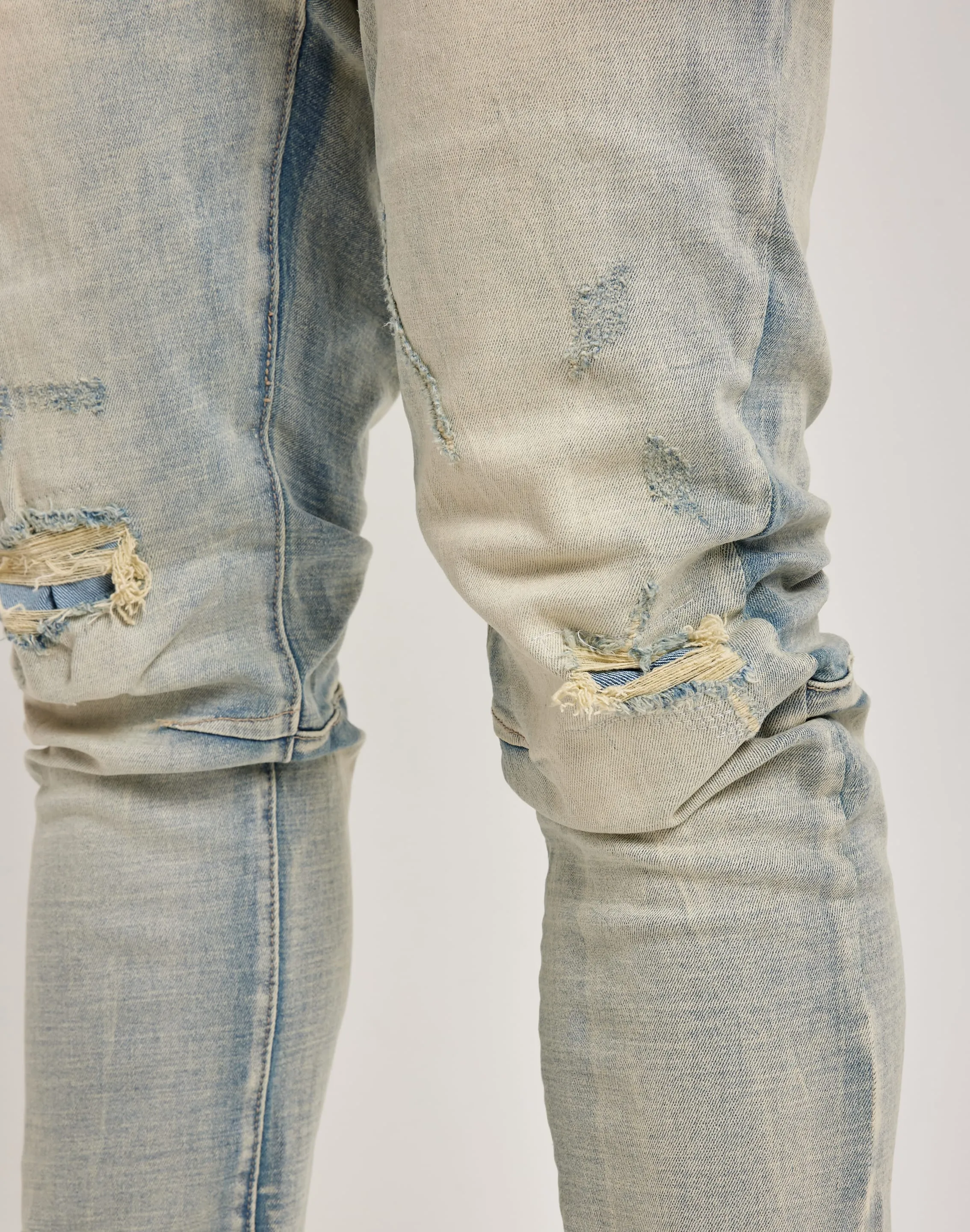 Smoke Rise Vintage Wash Slim Denim Jeans WrinkleResistant Finish SustainableTextiles