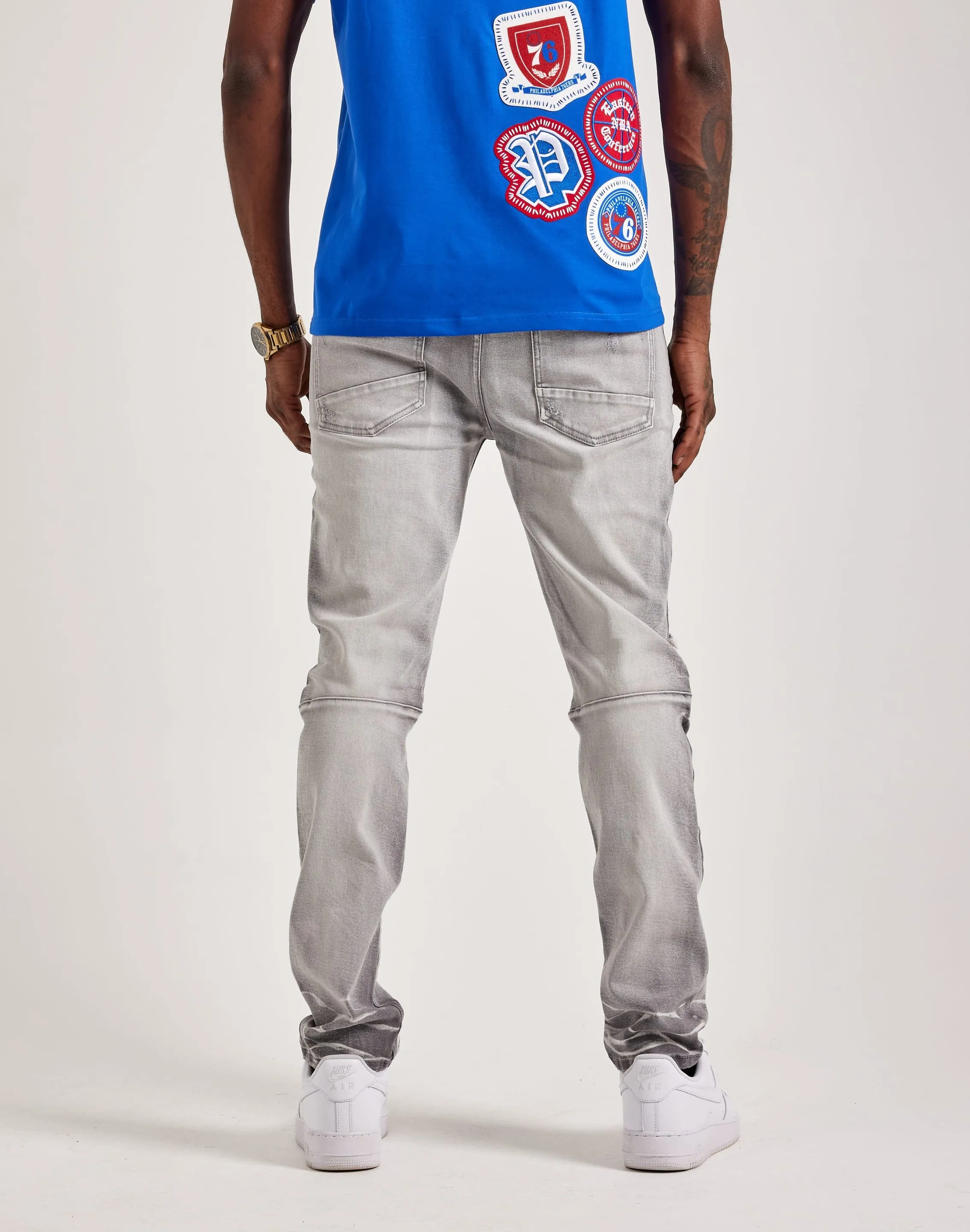 Smoke Rise Vintage Washed Slim Denim Jeans Hero Mode Red Flash