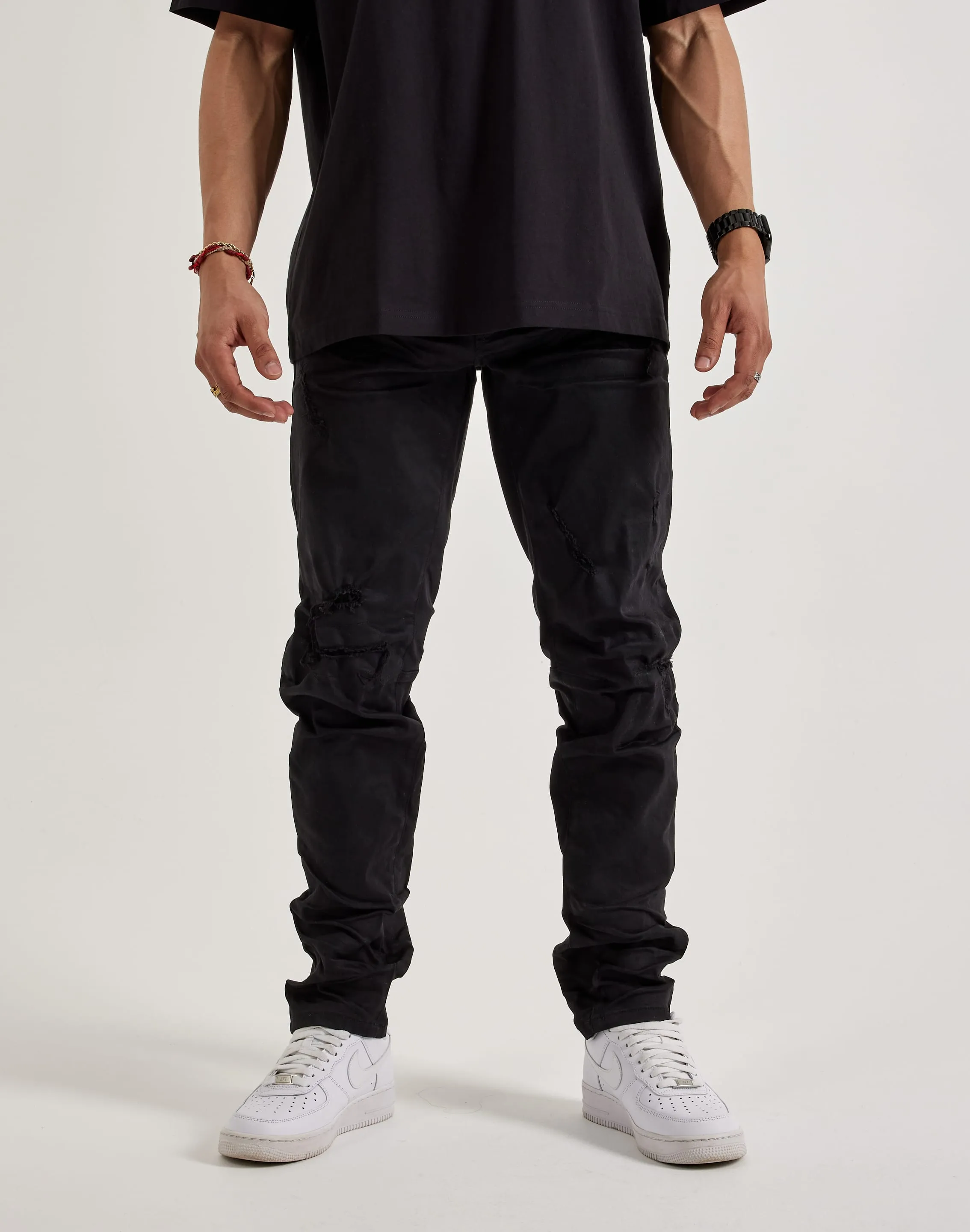 Design Glow Sharp Cut Smoke Rise Vintage Washed Slim Denim Jeans