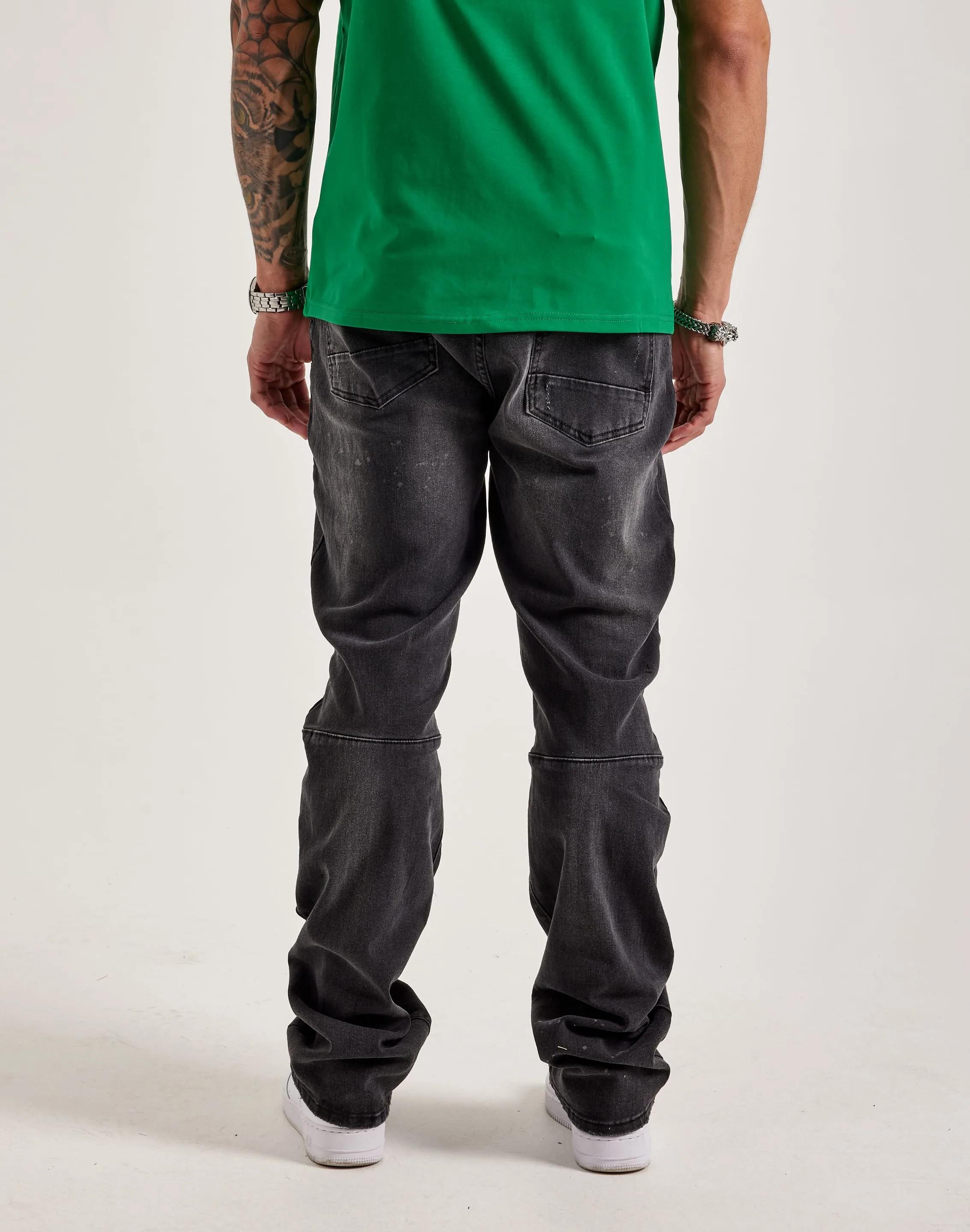 Smoke Rise Wave Effect Straight Denim Jeans Tight Core