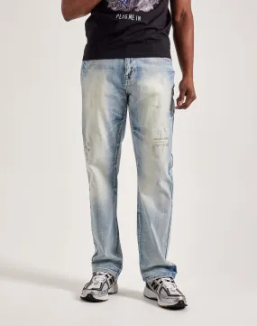 Smoke Rise Wave Effect Straight Denim Jeans Adjustable Hem FlexFitTechnology