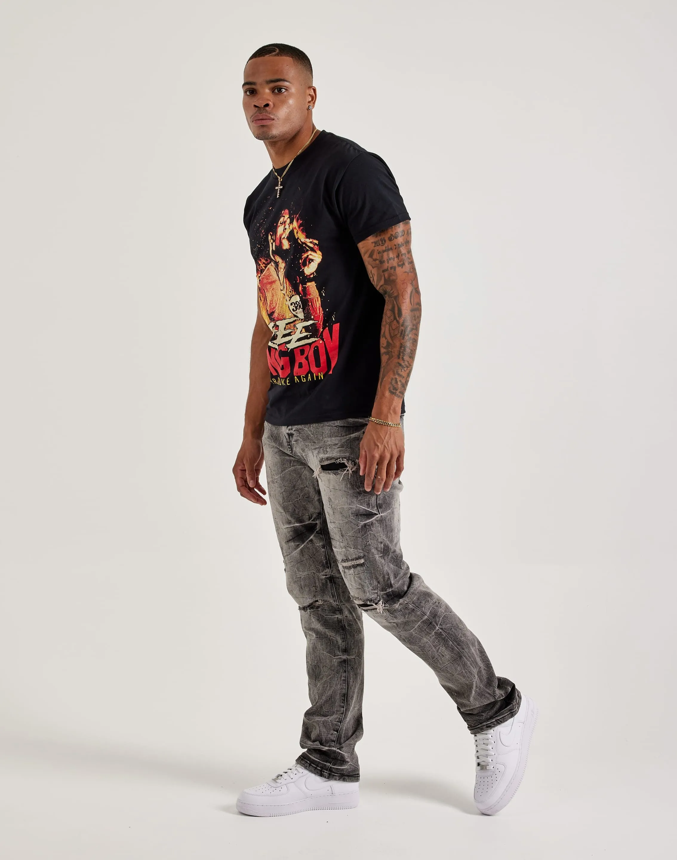 FlexibleJointConstruction Smoke Rise Wave Effect Straight Denim Jeans