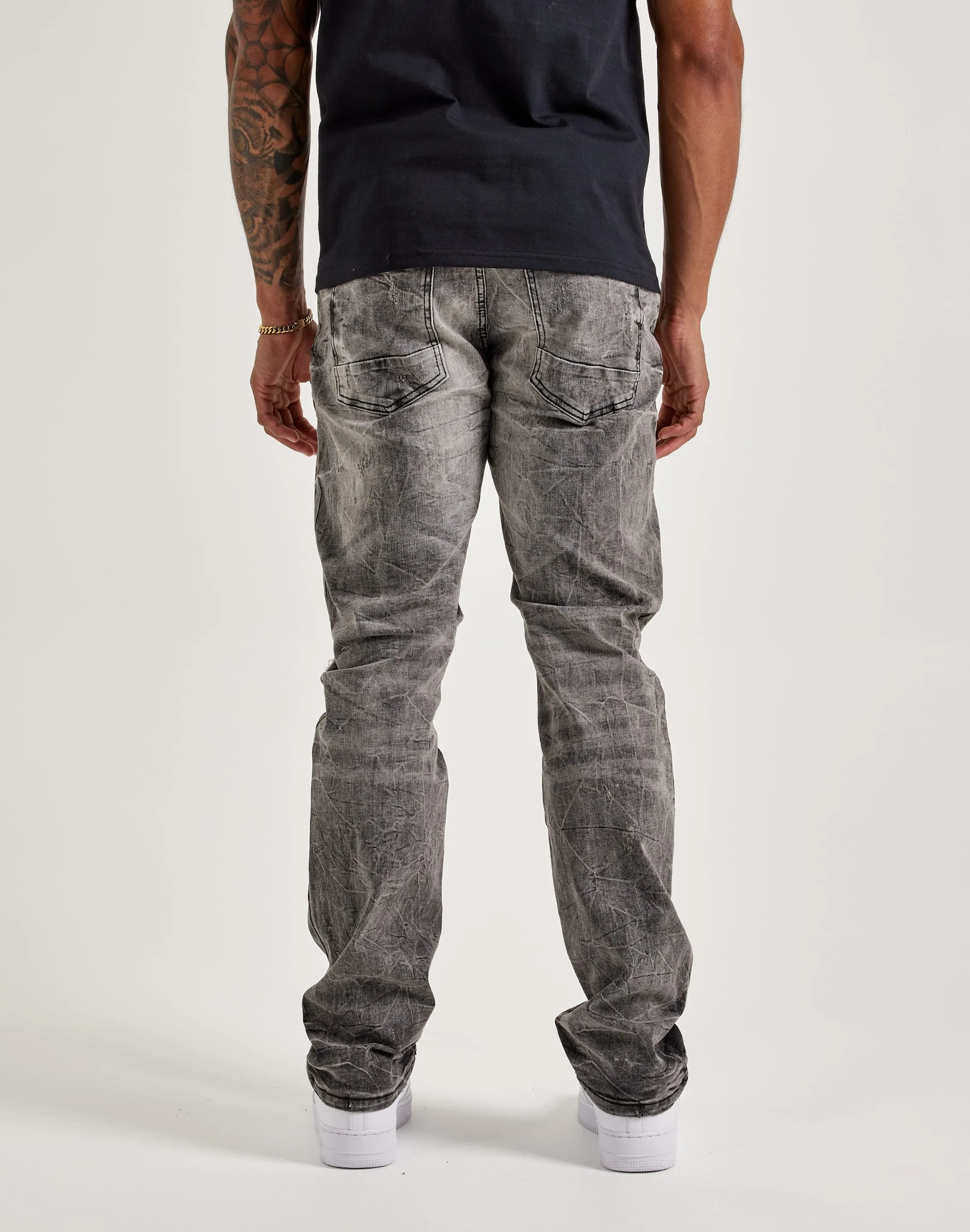 Recycled Polyester Code Soul Smoke Rise Wave Effect Straight Denim Jeans