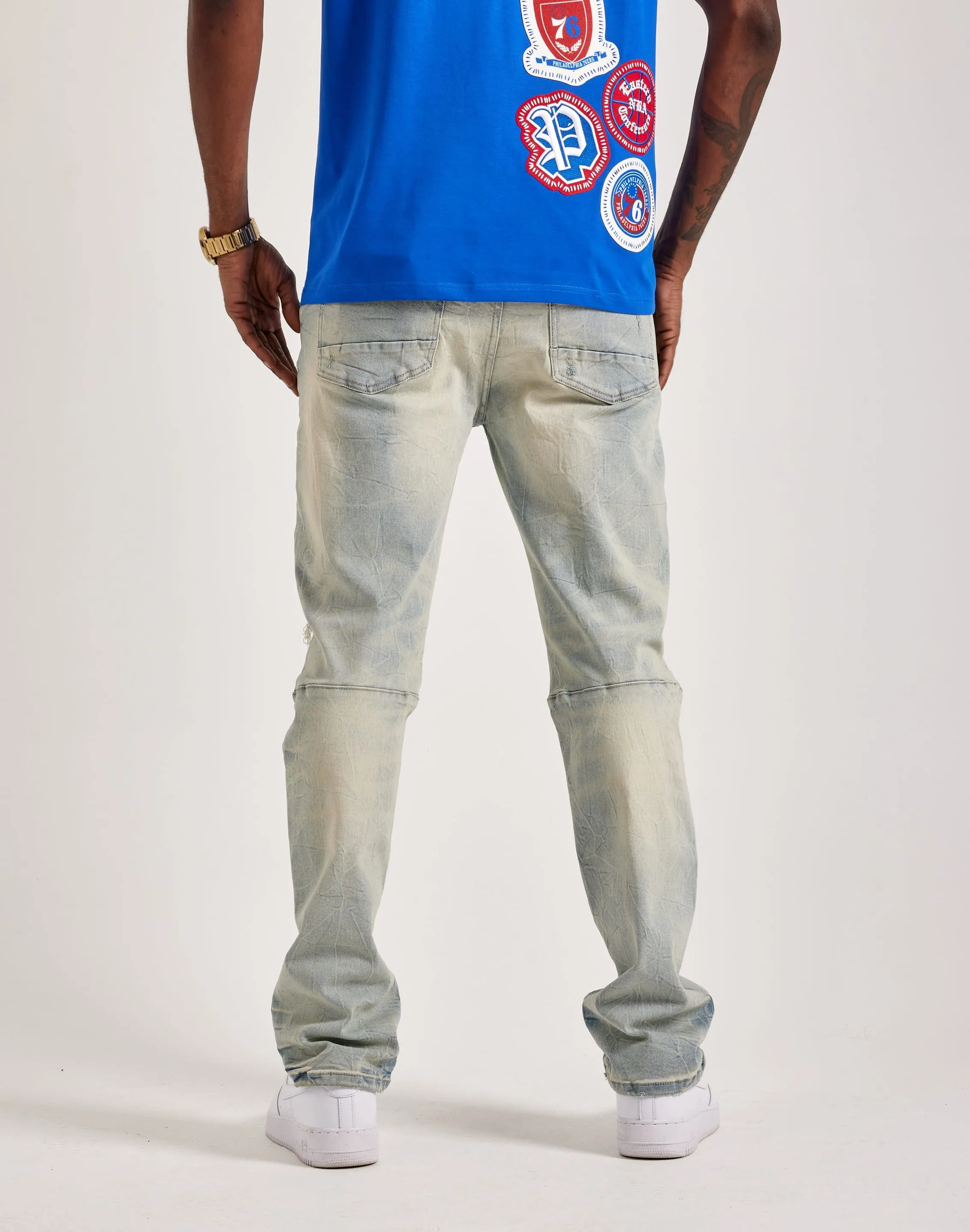 AntibacterialMaterial Bio Glow Smoke Rise Wave Effect Straight Denim Jeans